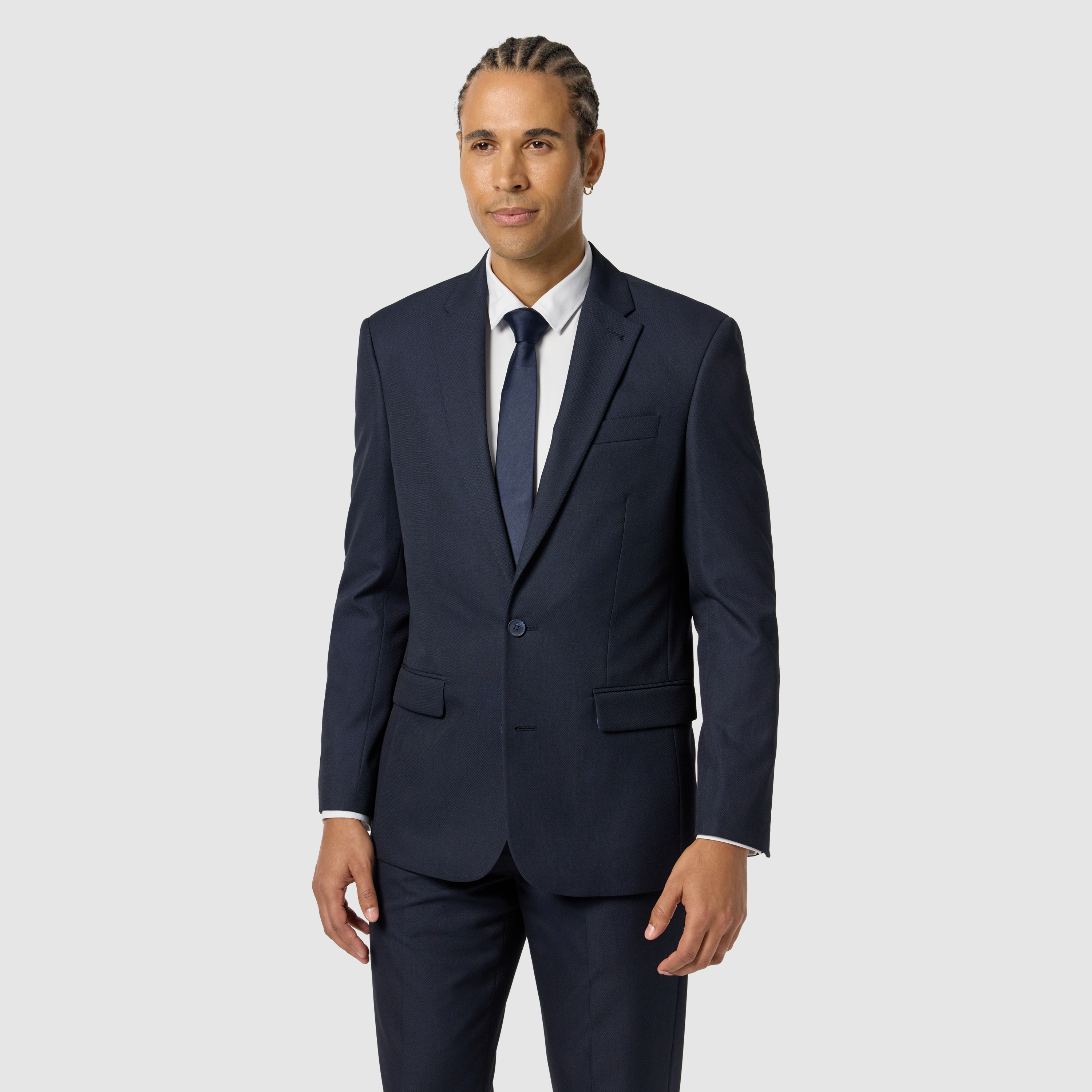  Navy Elm Classic Textured Stretch Suit