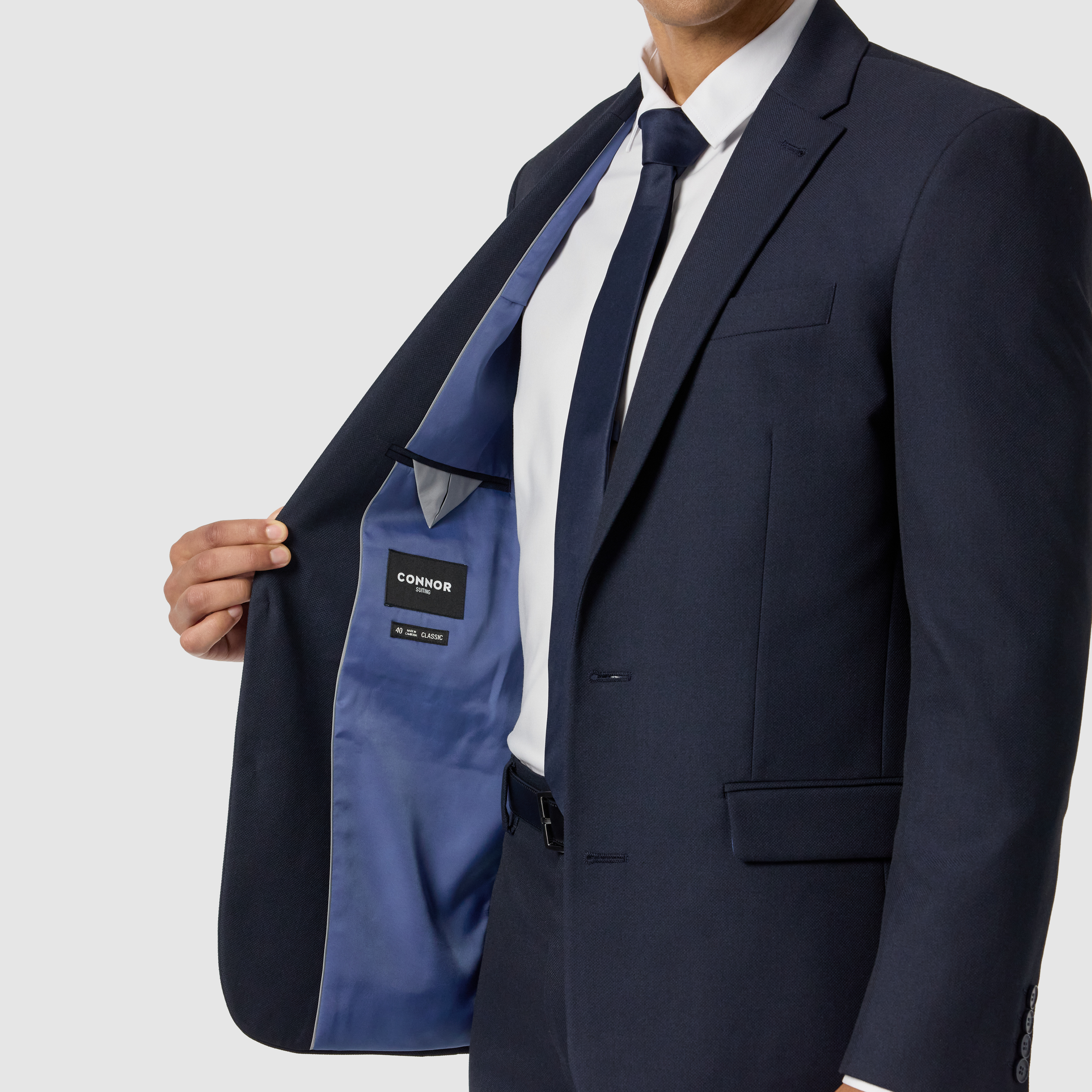  Navy Elm Classic Textured Stretch Suit