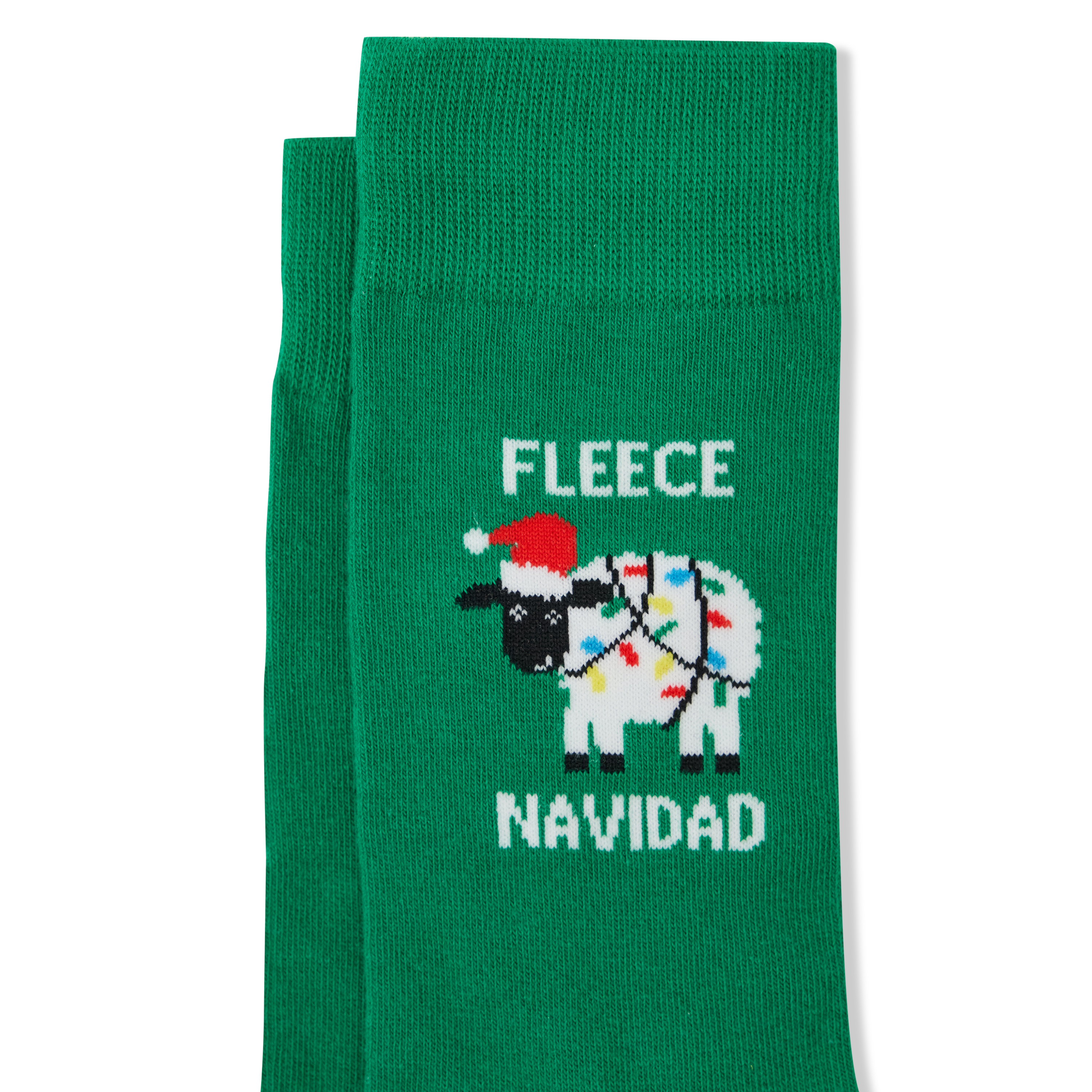 Green Fleece Navidad Xmas Sock
