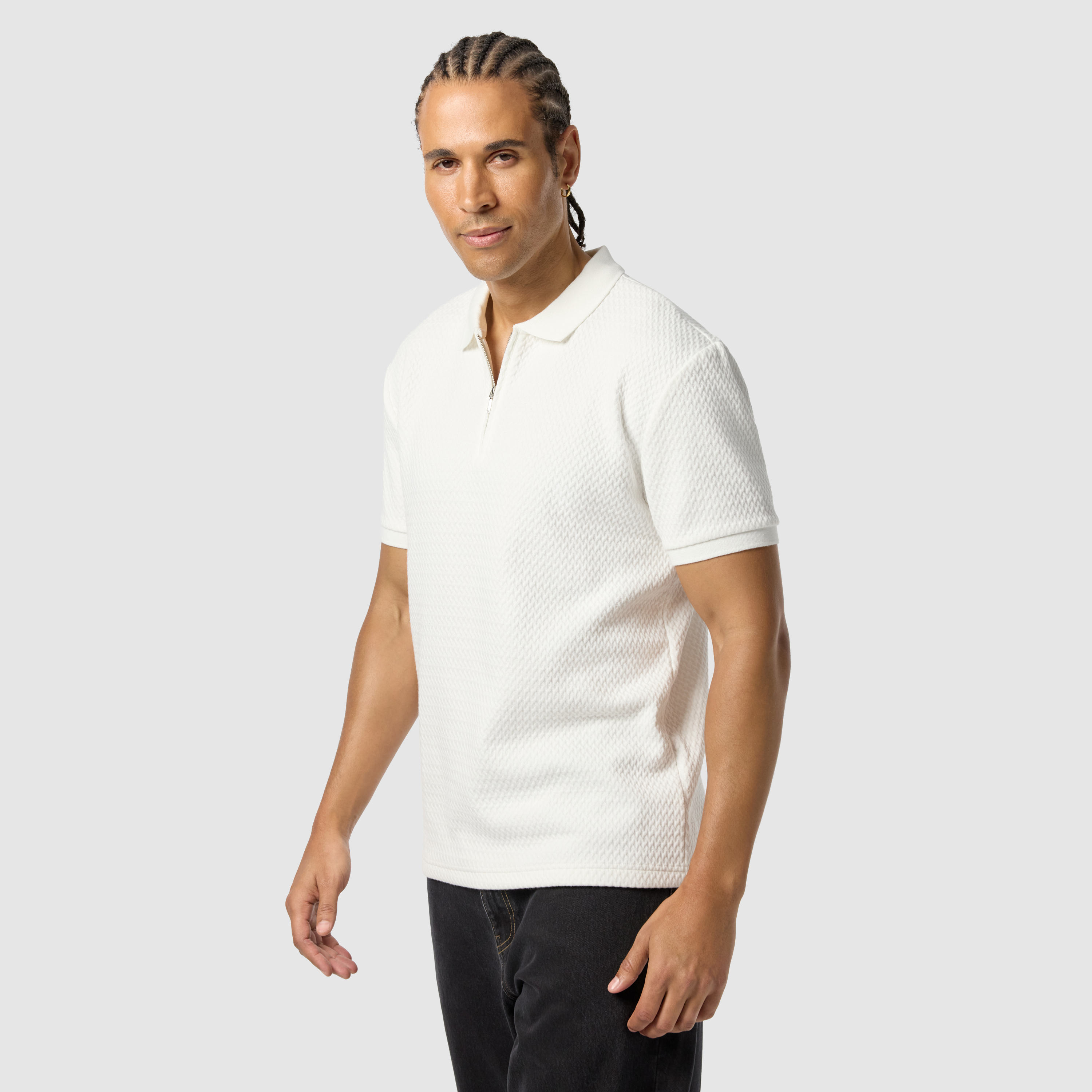 White Manny Quarter Zip Smart Polo