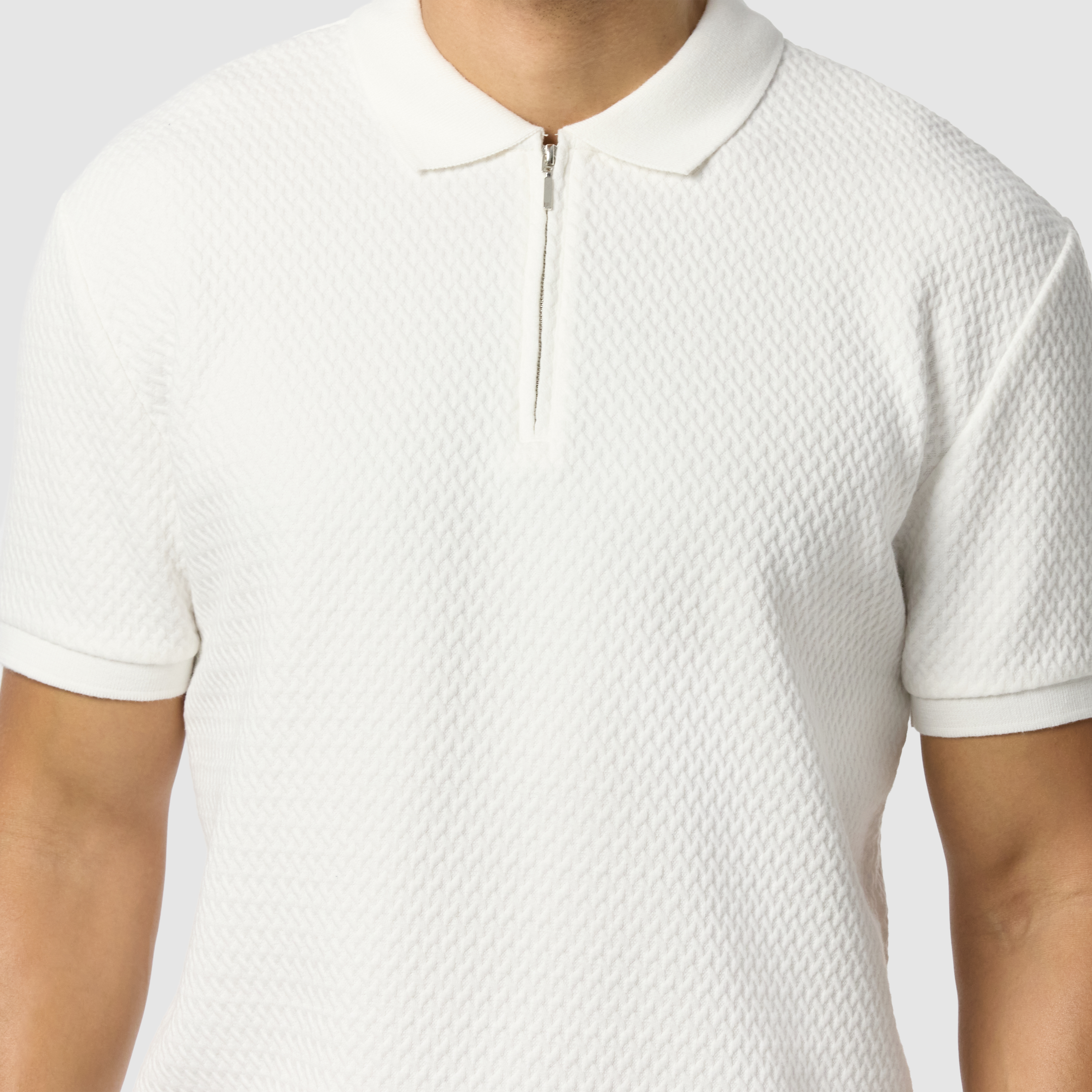 White Manny Quarter Zip Smart Polo
