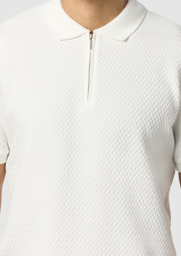 White Manny Quarter Zip Smart Polo