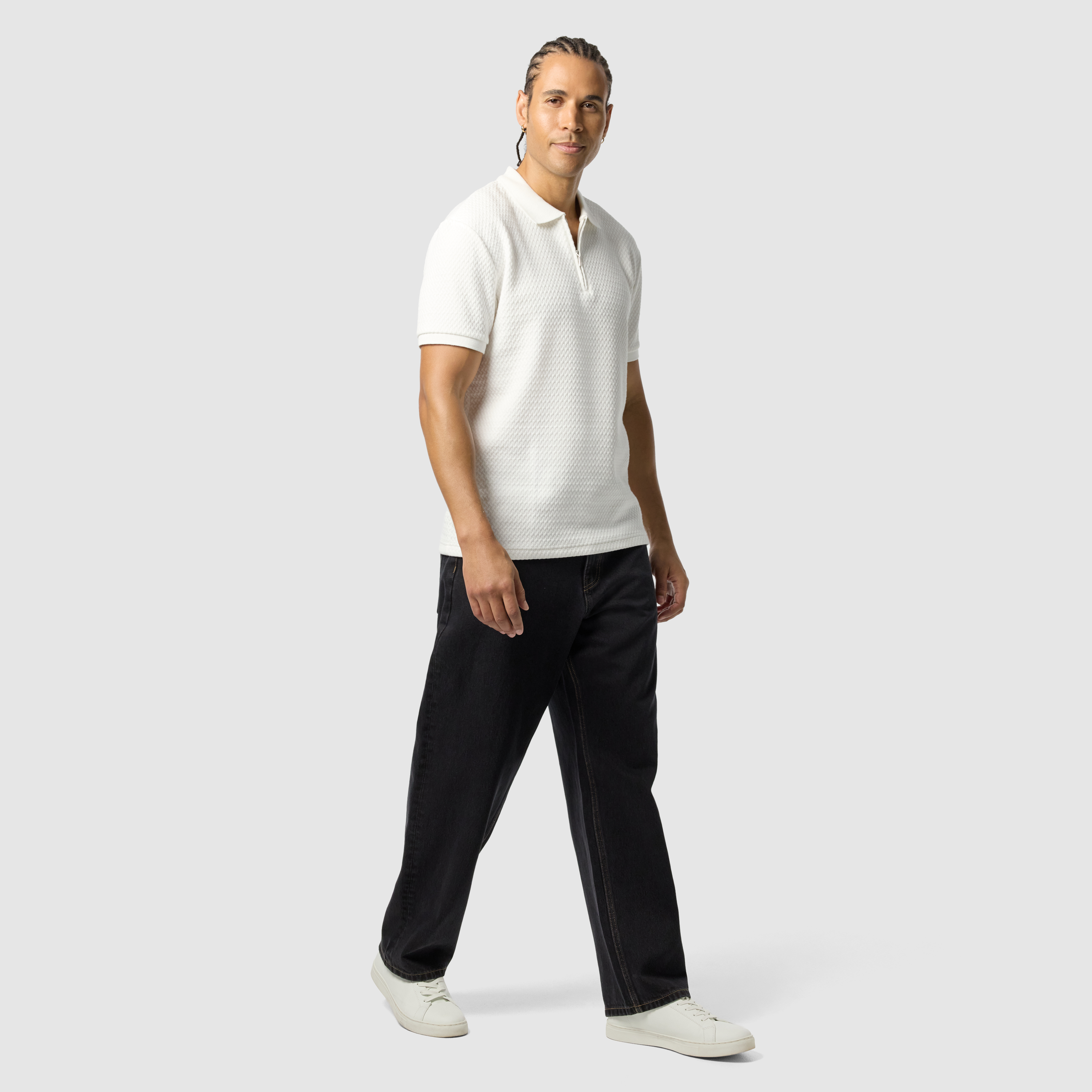 White Manny Quarter Zip Smart Polo