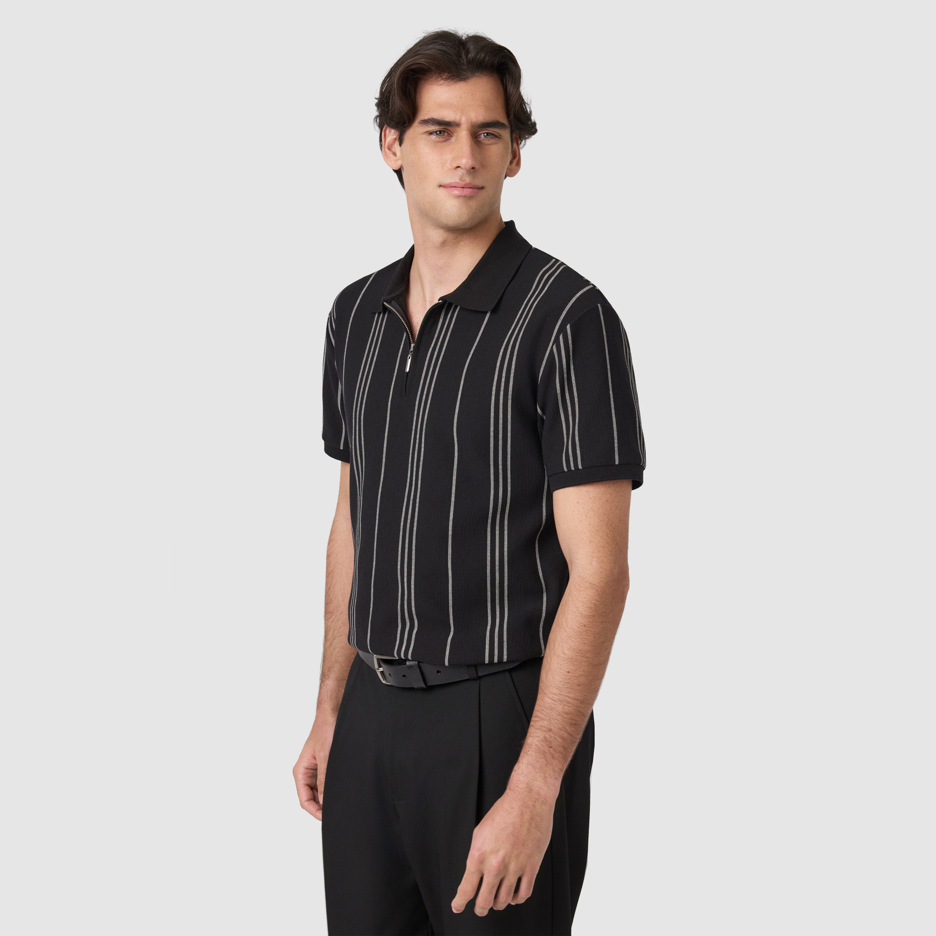 Black Branson Classic Quarter Zip Smart Polo