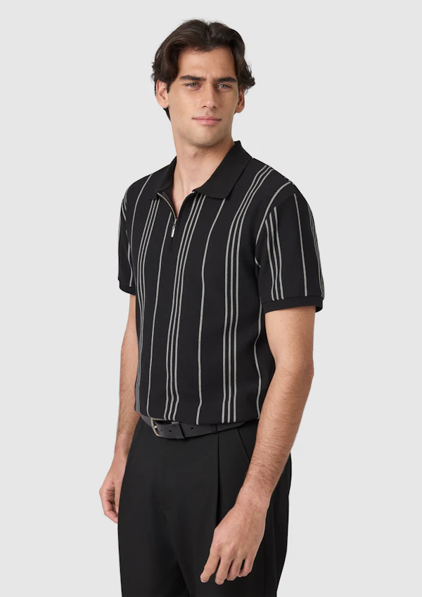 Black Branson Classic Quarter Zip Smart Polo