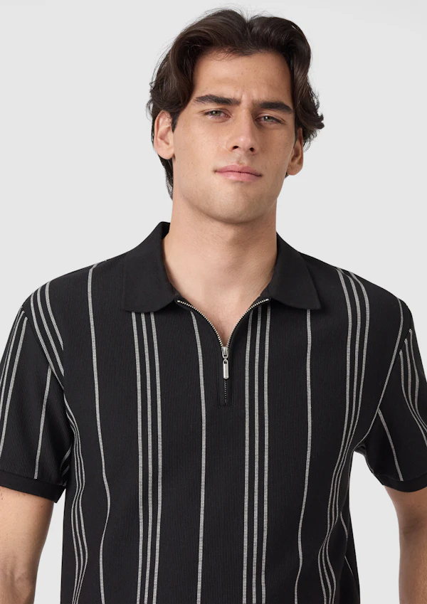 Black Branson Classic Quarter Zip Smart Polo