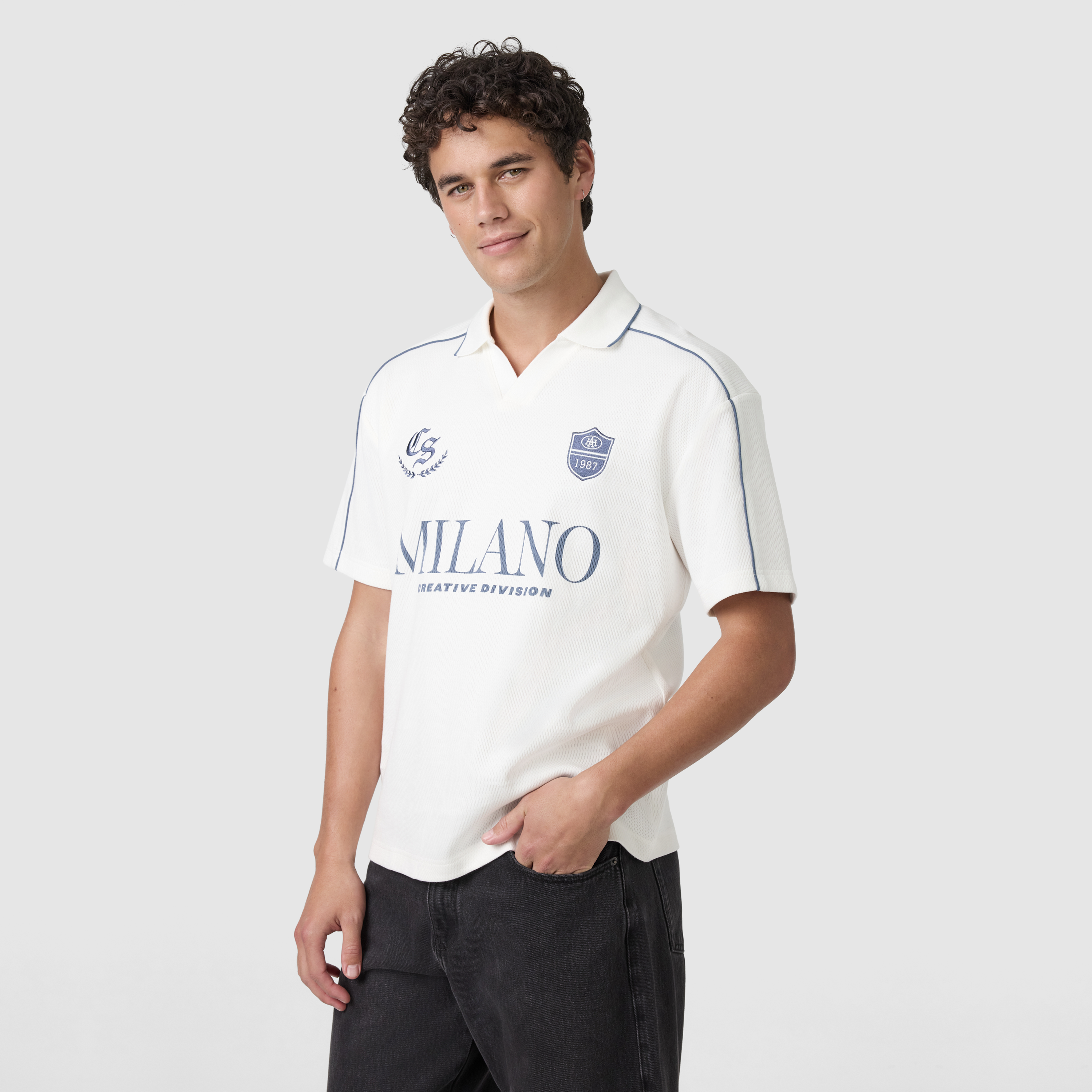 White Ronaldo Boxy Polo