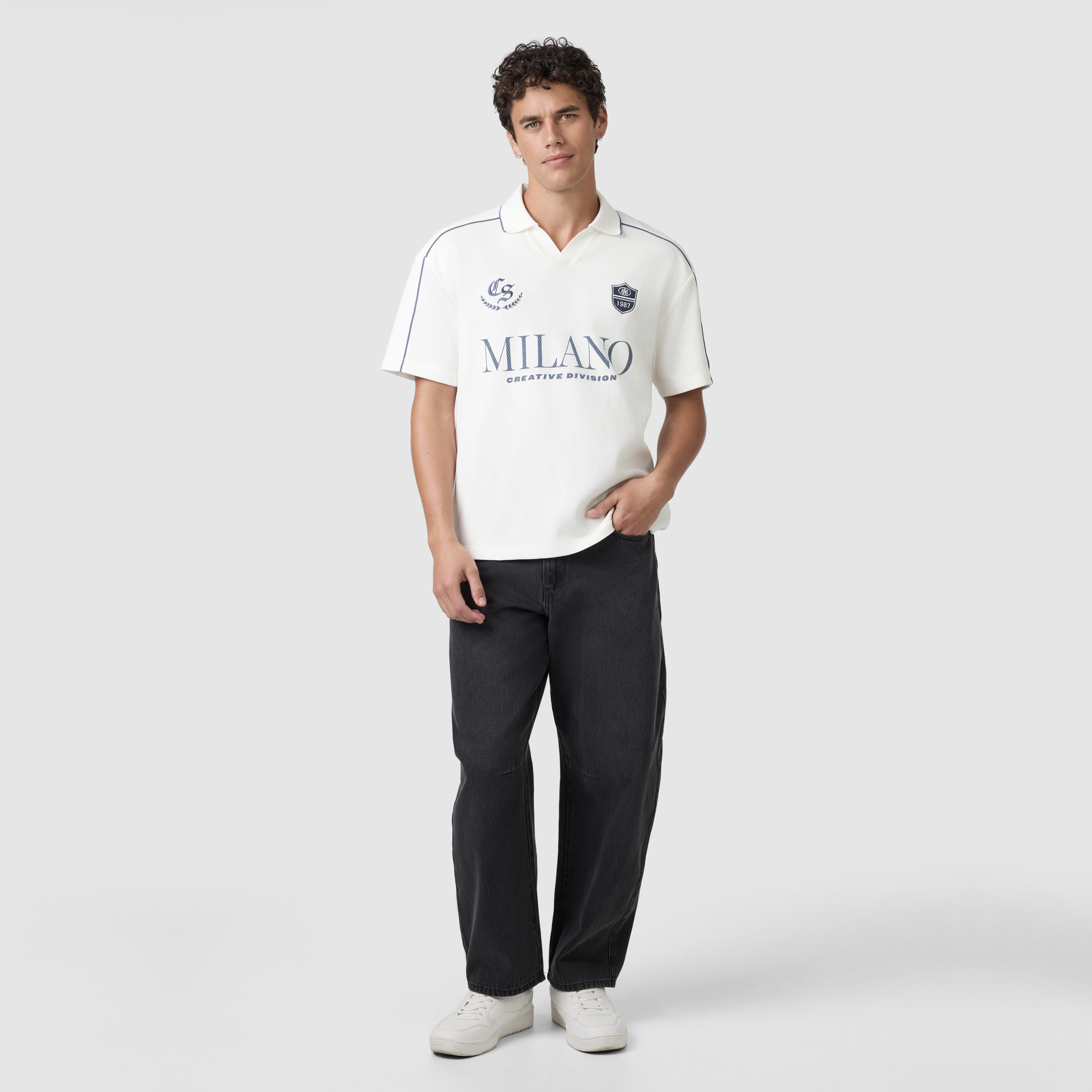 White Ronaldo Boxy Polo