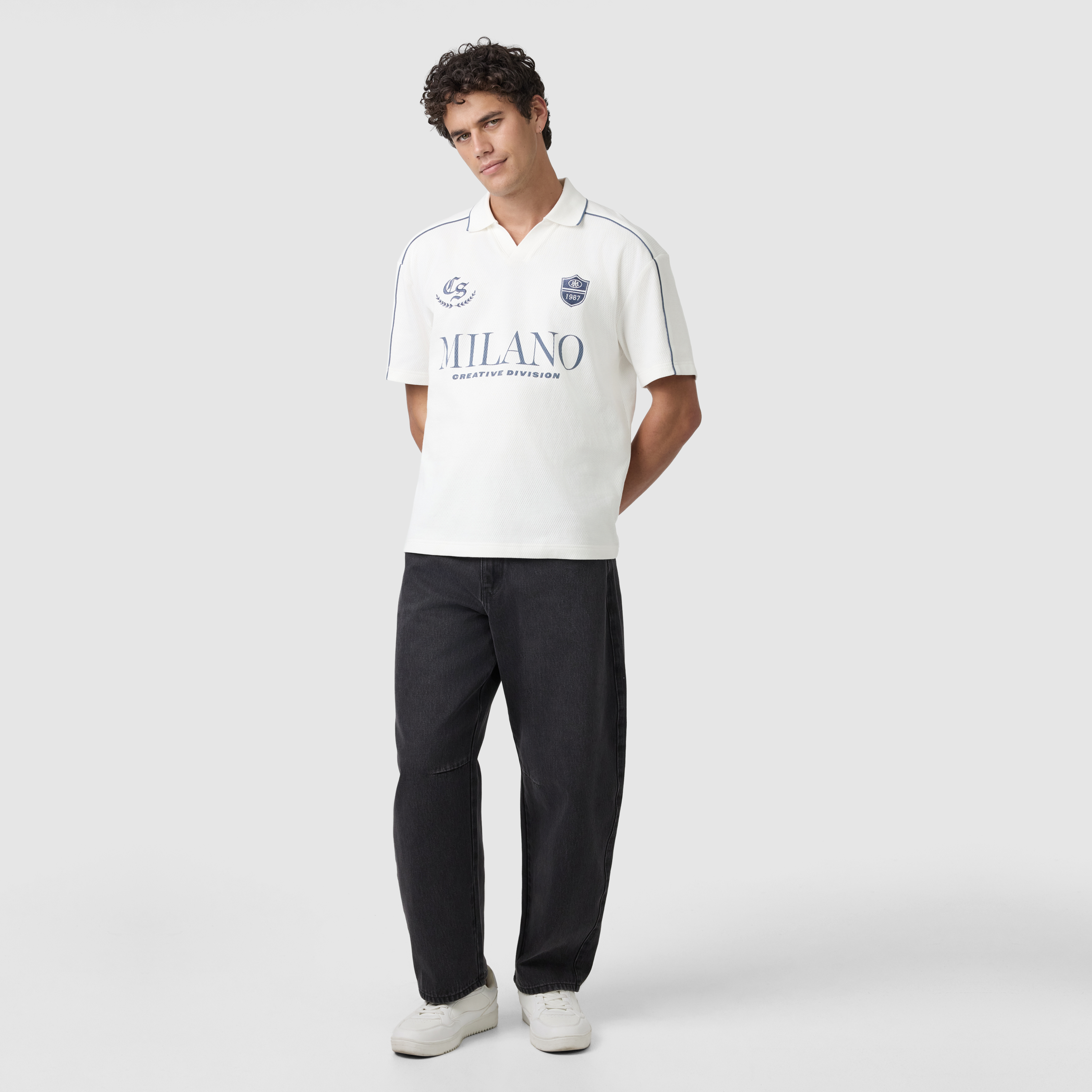 White Ronaldo Boxy Polo