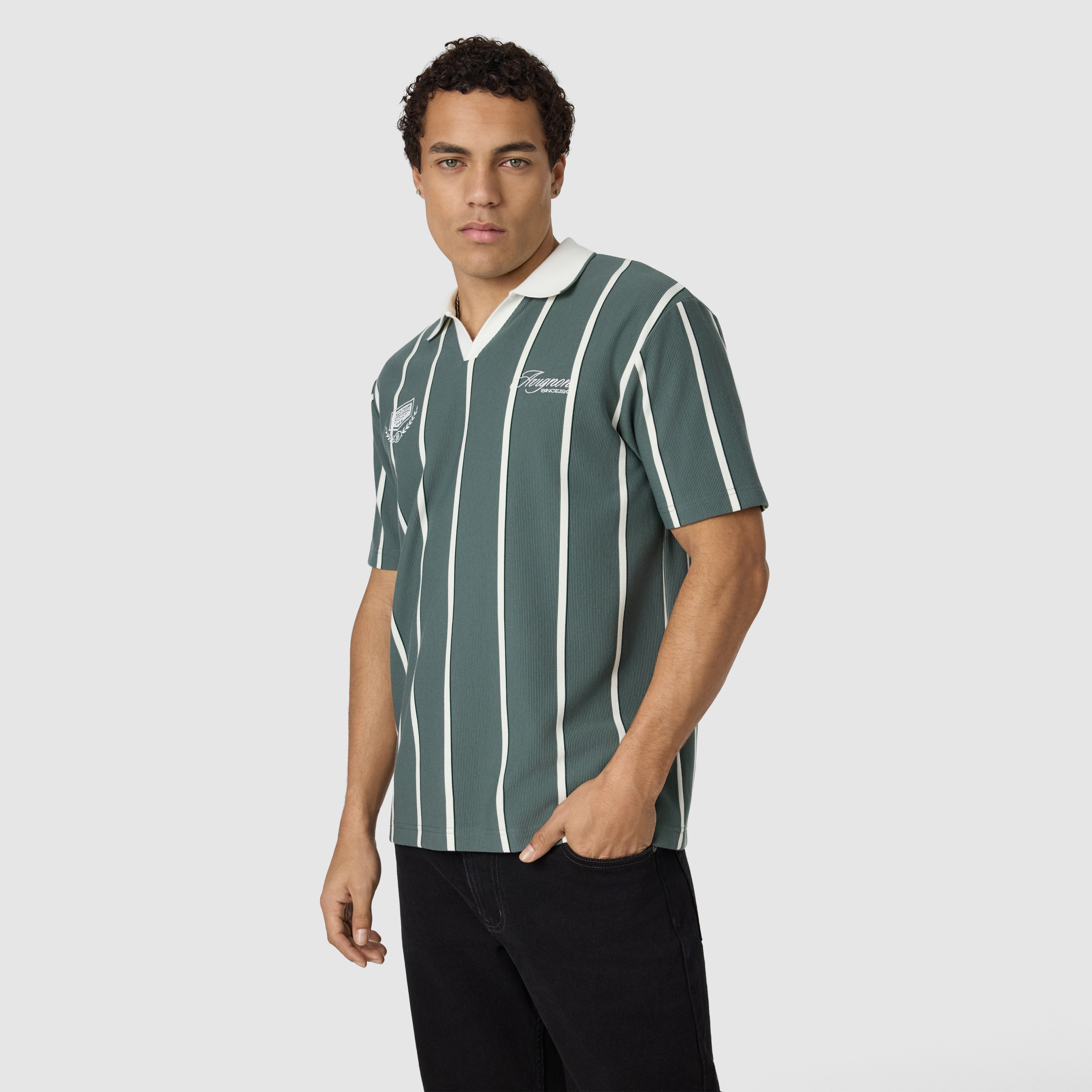 Green Avignon Relaxed Stripe Polo