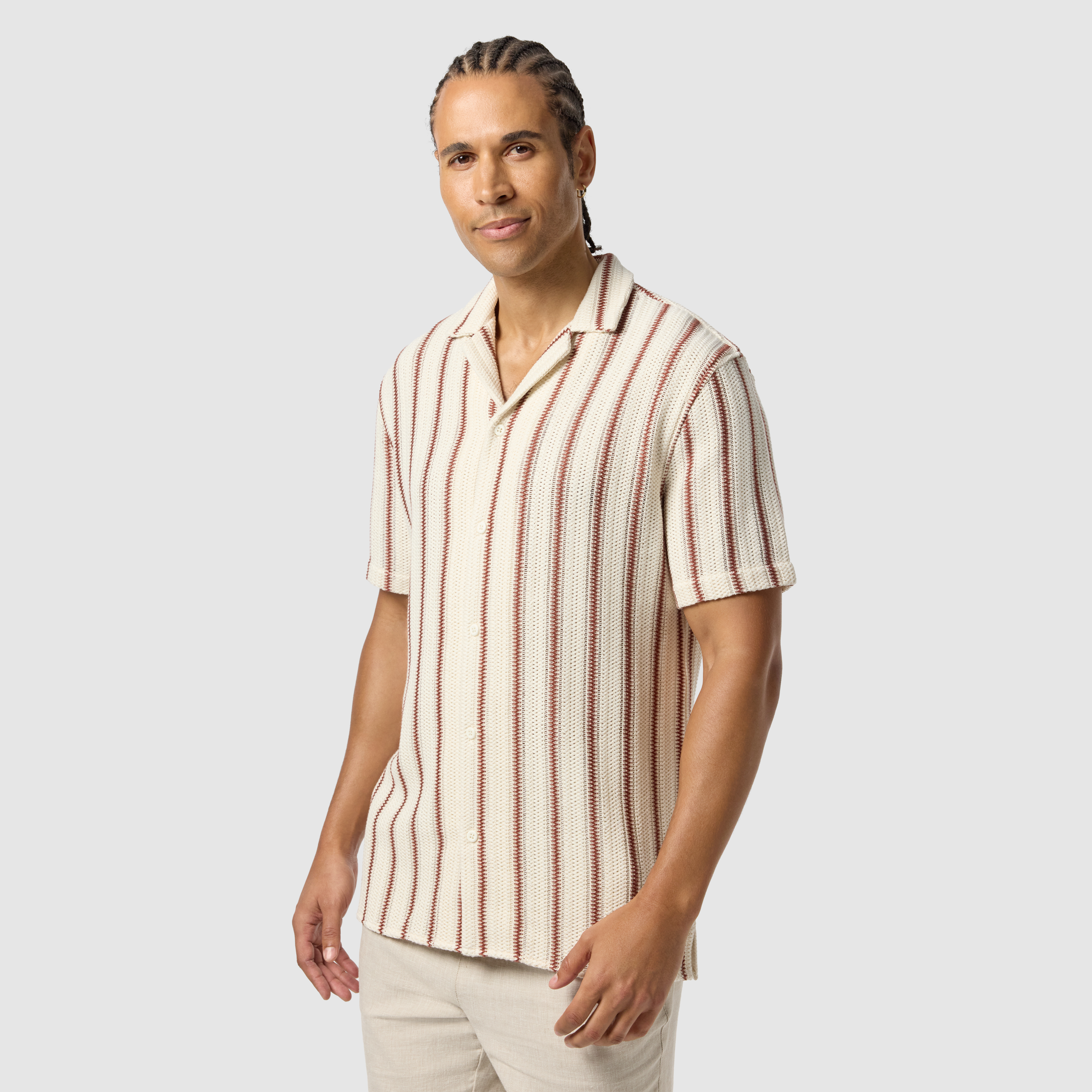 Berry Brodie Stripe Textured Short Sleeve Shirt