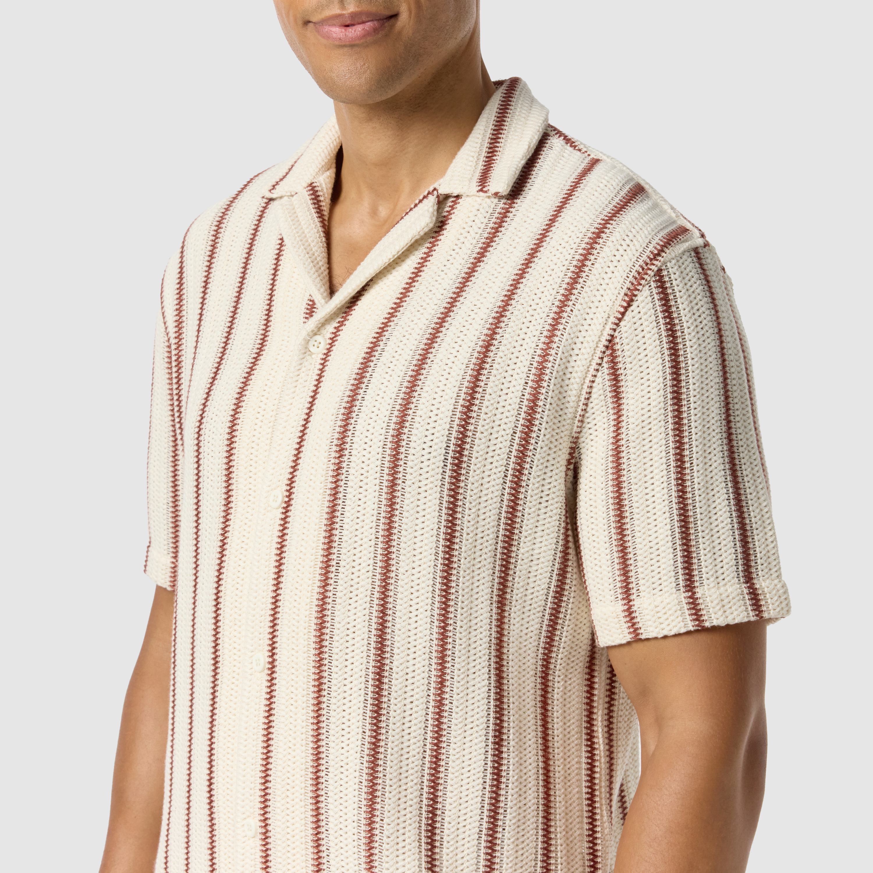 Berry Brodie Stripe Textured Short Sleeve Shirt