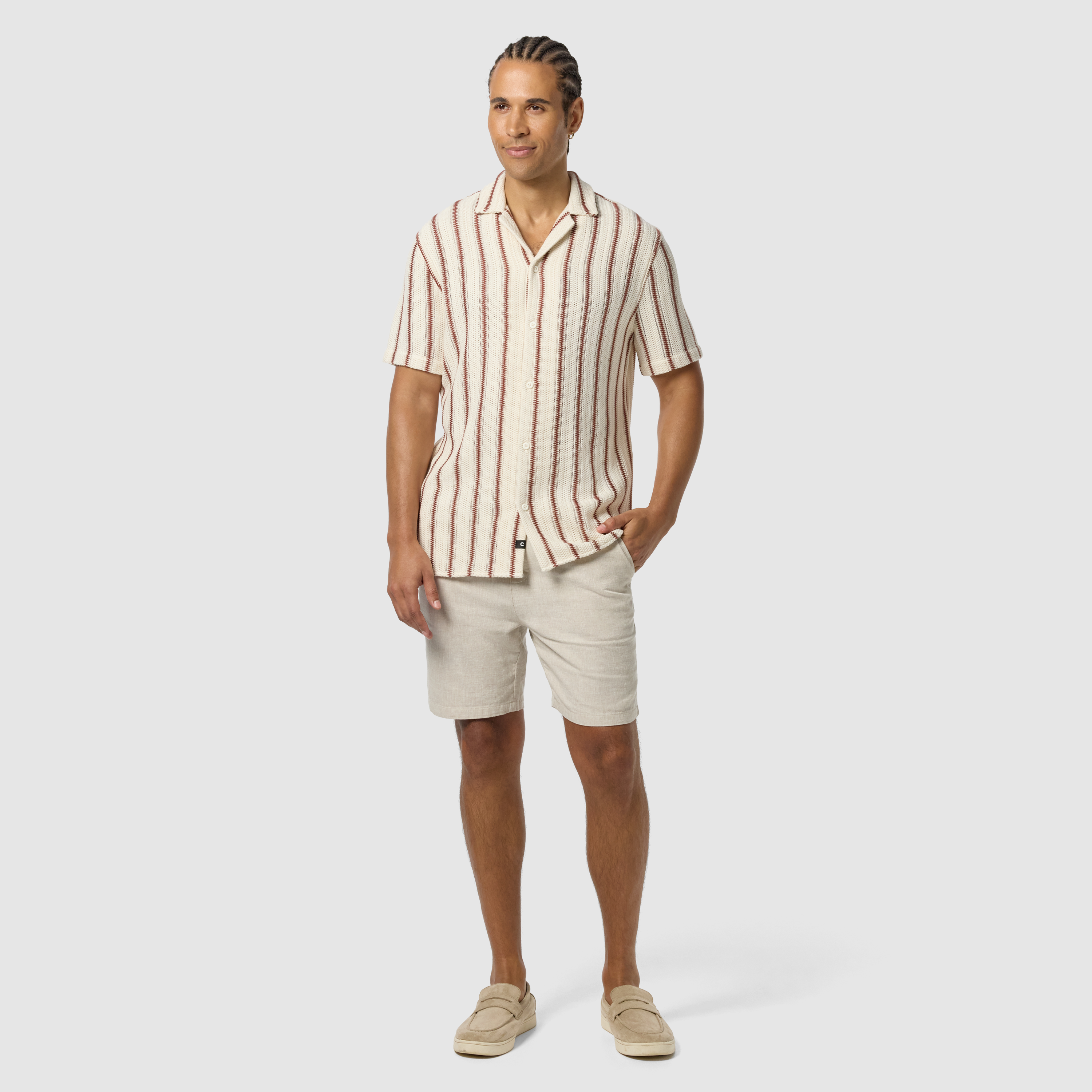 Berry Brodie Stripe Textured Short Sleeve Shirt
