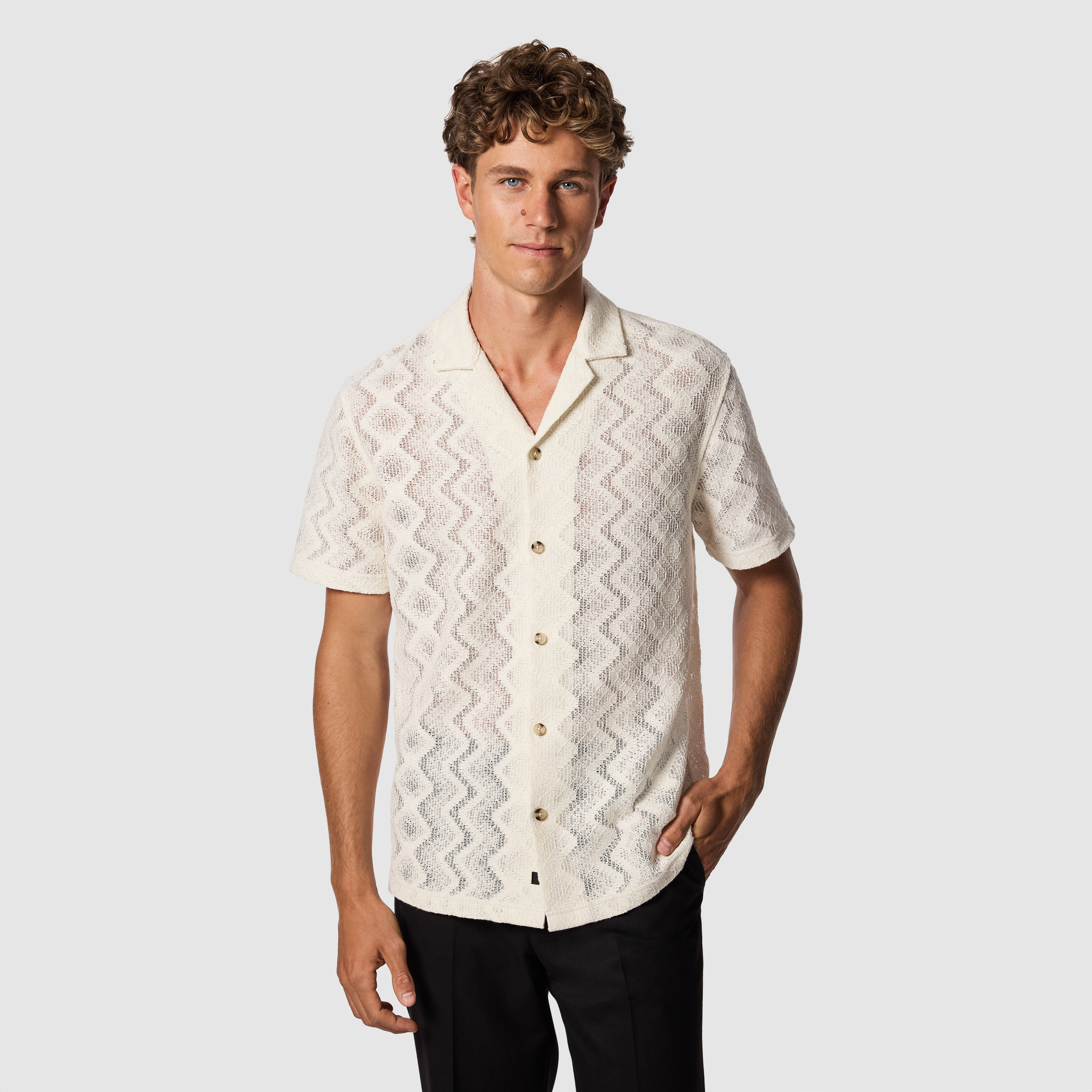 Zig Zag Jacquard Short Sleeve Shirt