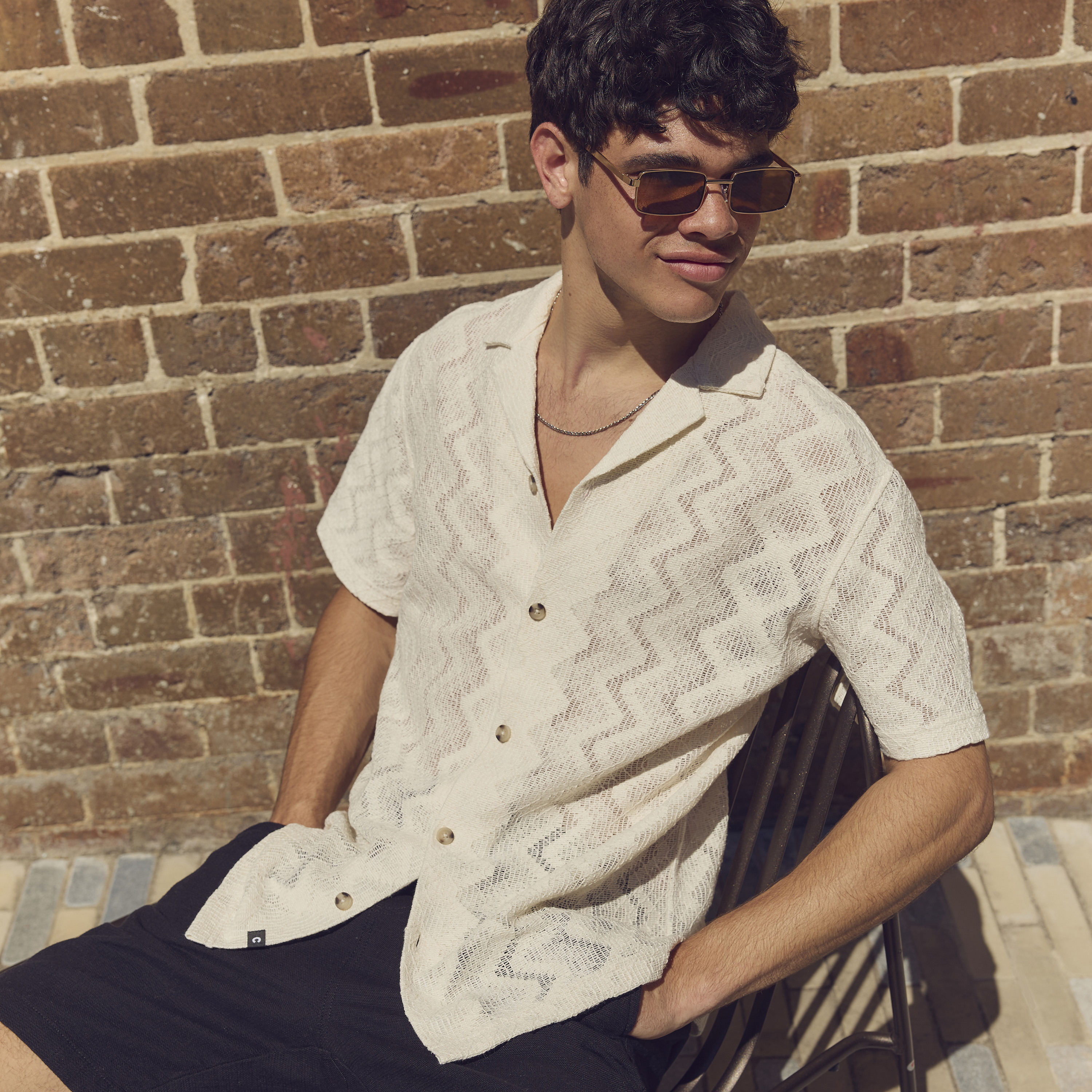 Zig Zag Jacquard Short Sleeve Shirt