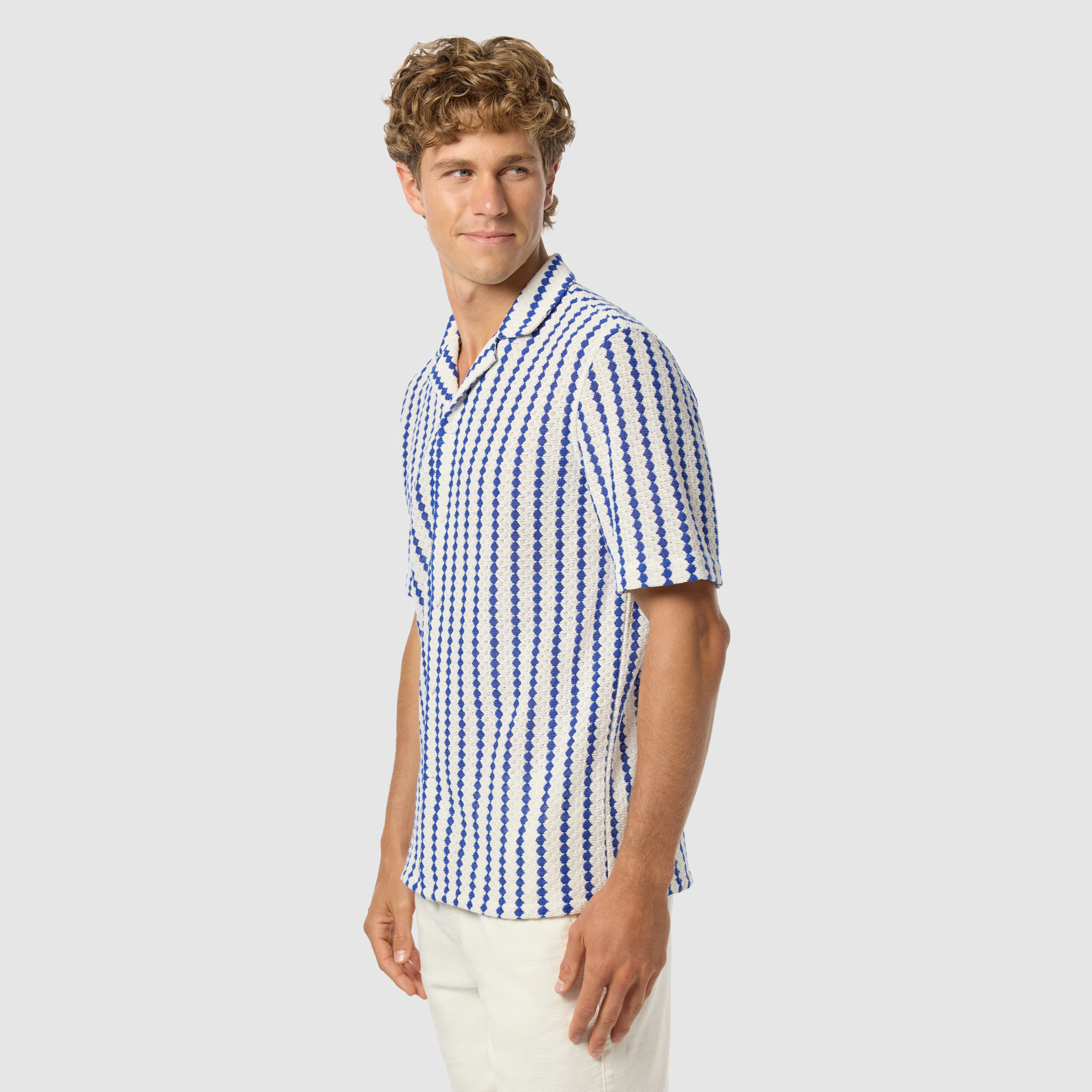 Cobalt Zane Stripe Textured Short Sleeve Shirt