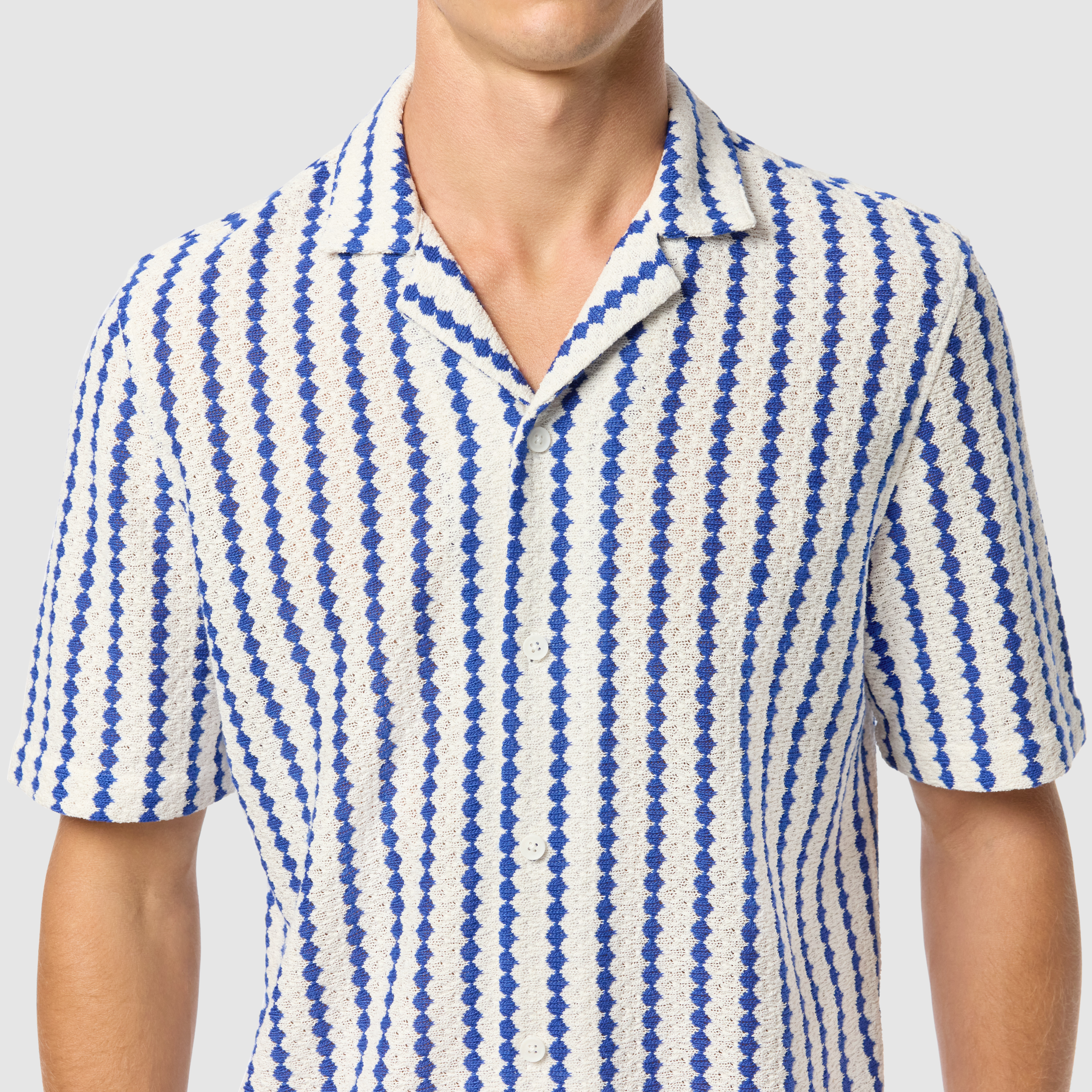 Cobalt Zane Stripe Textured Short Sleeve Shirt