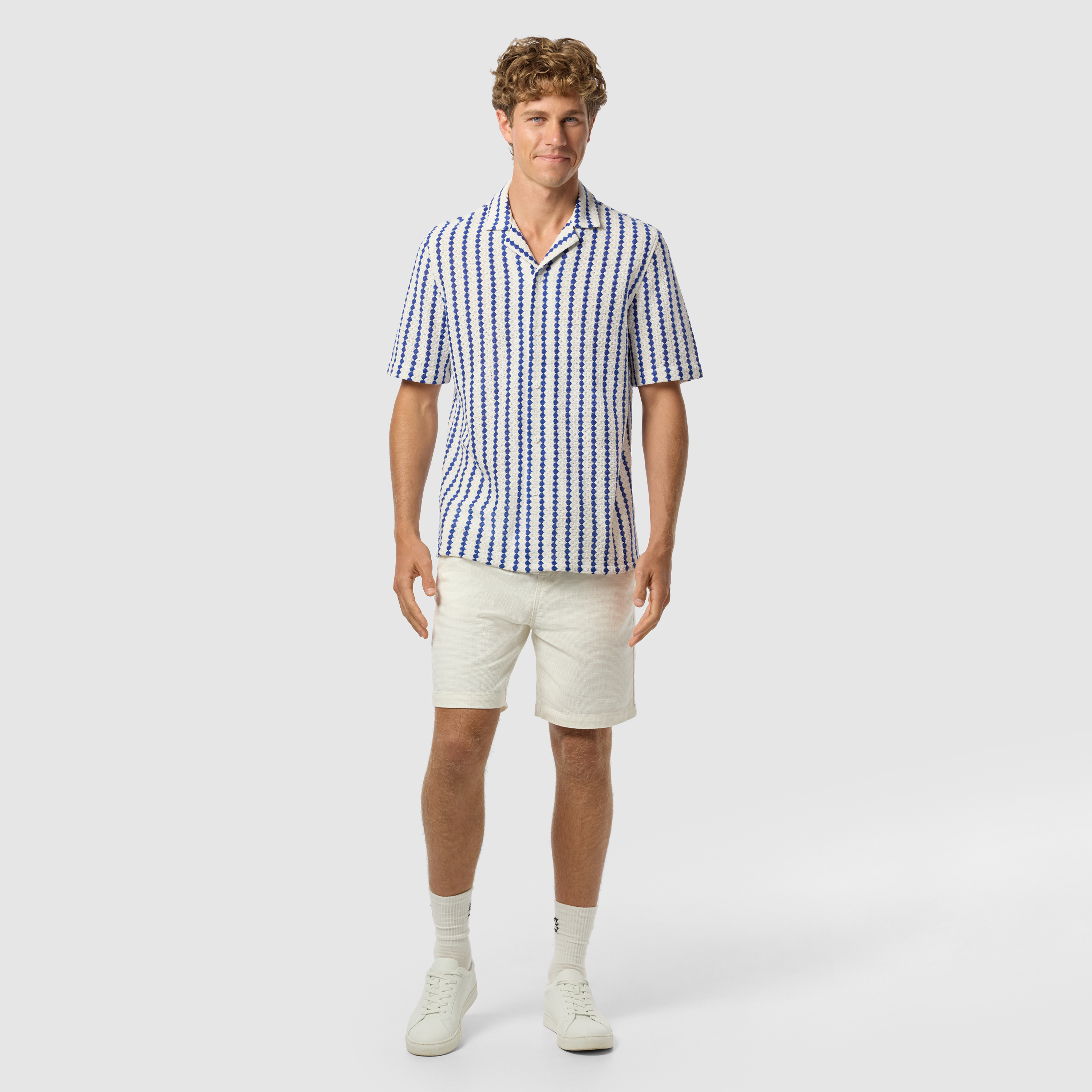 Cobalt Zane Stripe Textured Short Sleeve Shirt