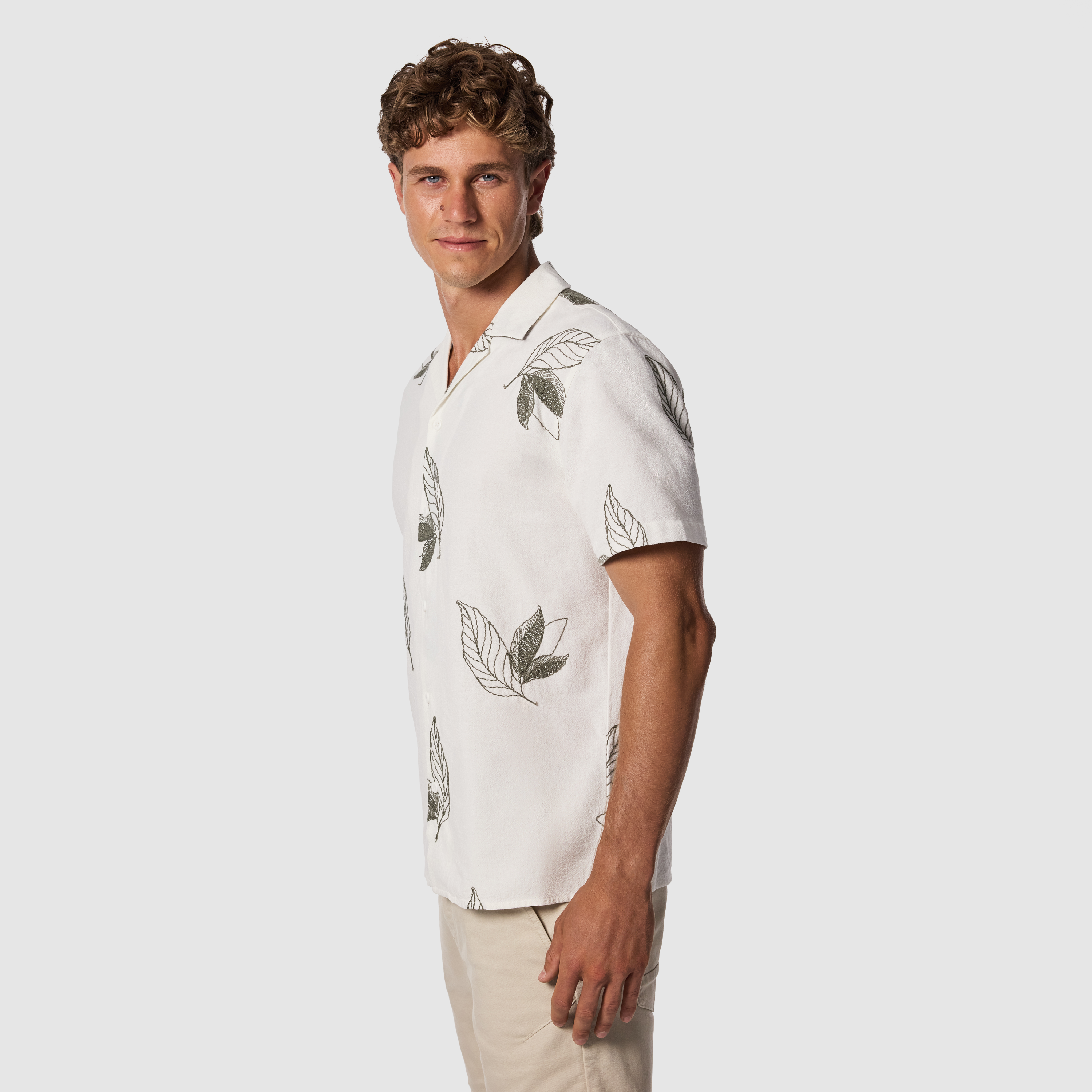 Off White Blake Embroidered Short Sleeve Shirt