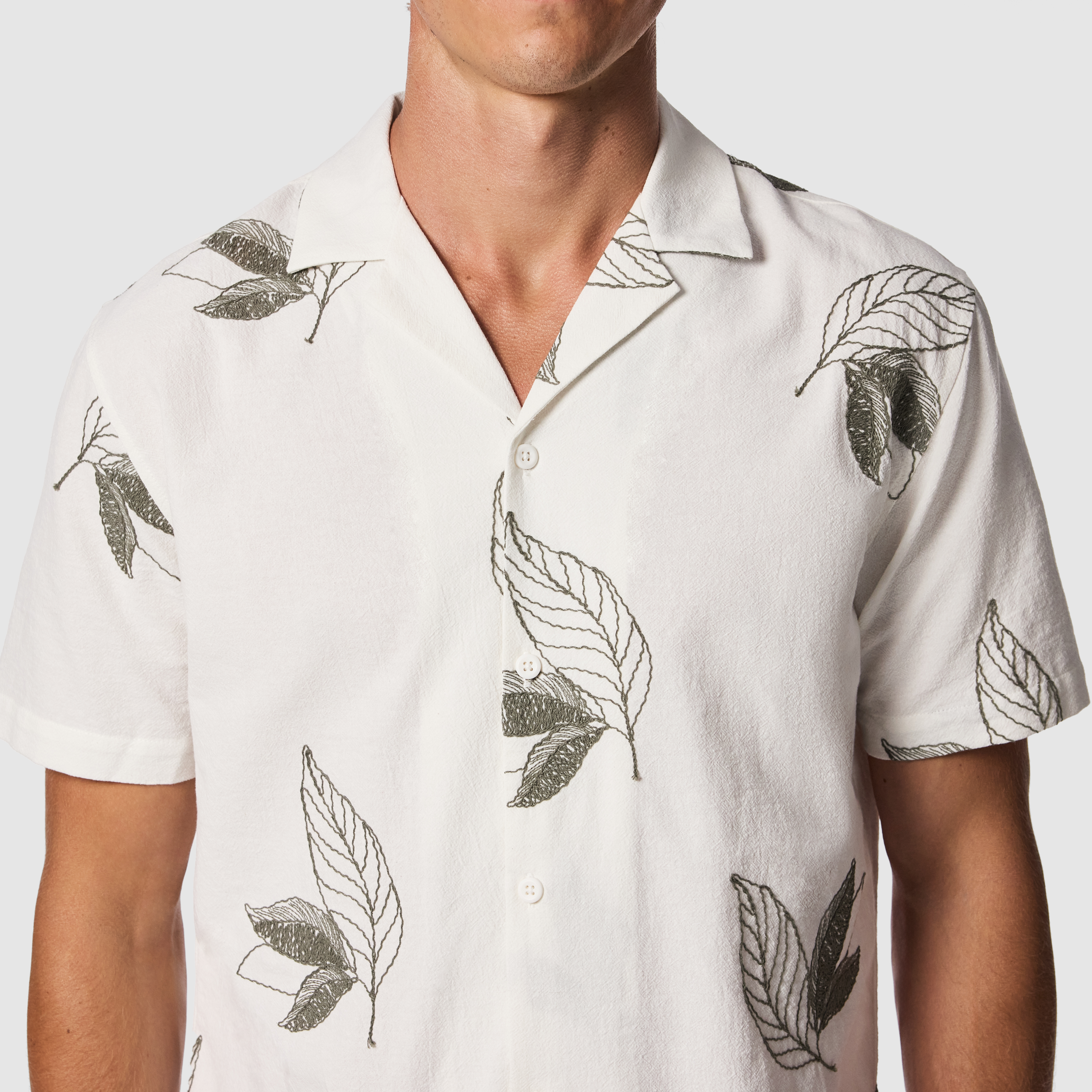 Off White Blake Embroidered Short Sleeve Shirt