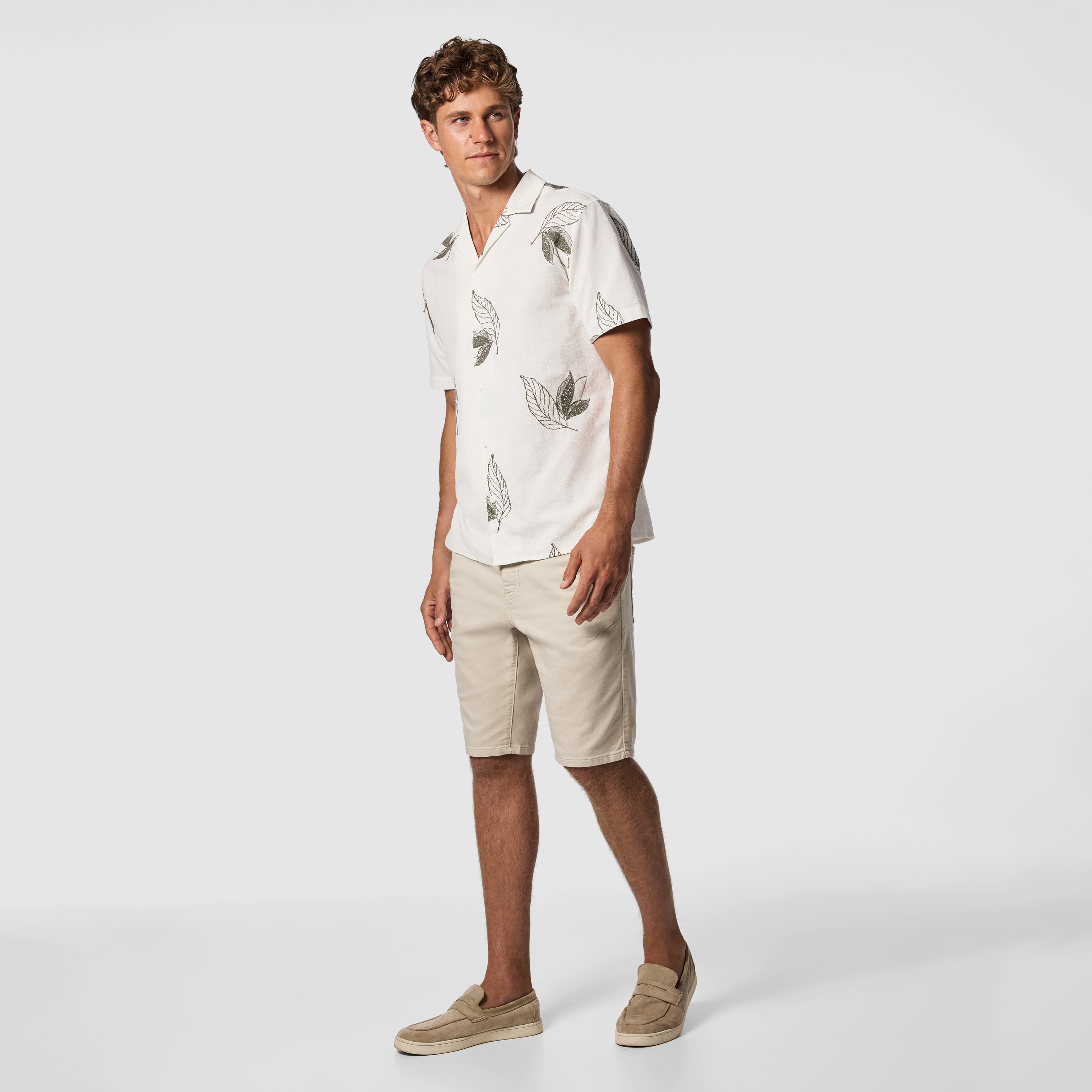 Off White Blake Embroidered Short Sleeve Shirt