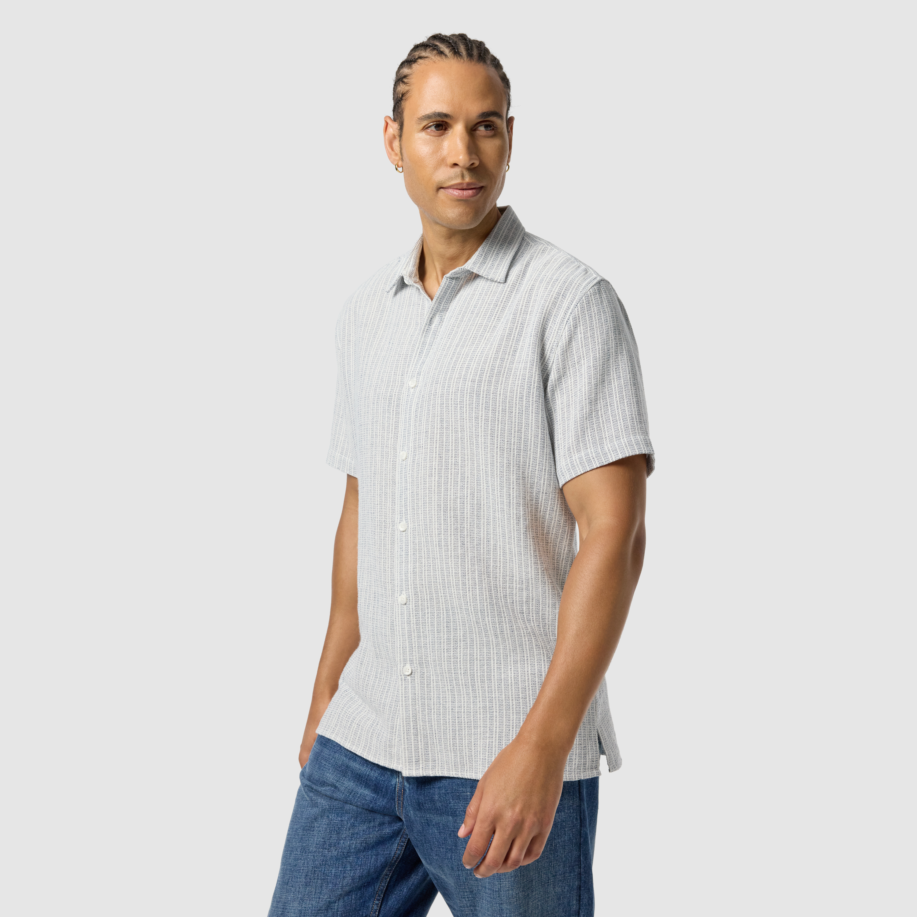 Blue Hoddle Textured Short Sleeve Shirt