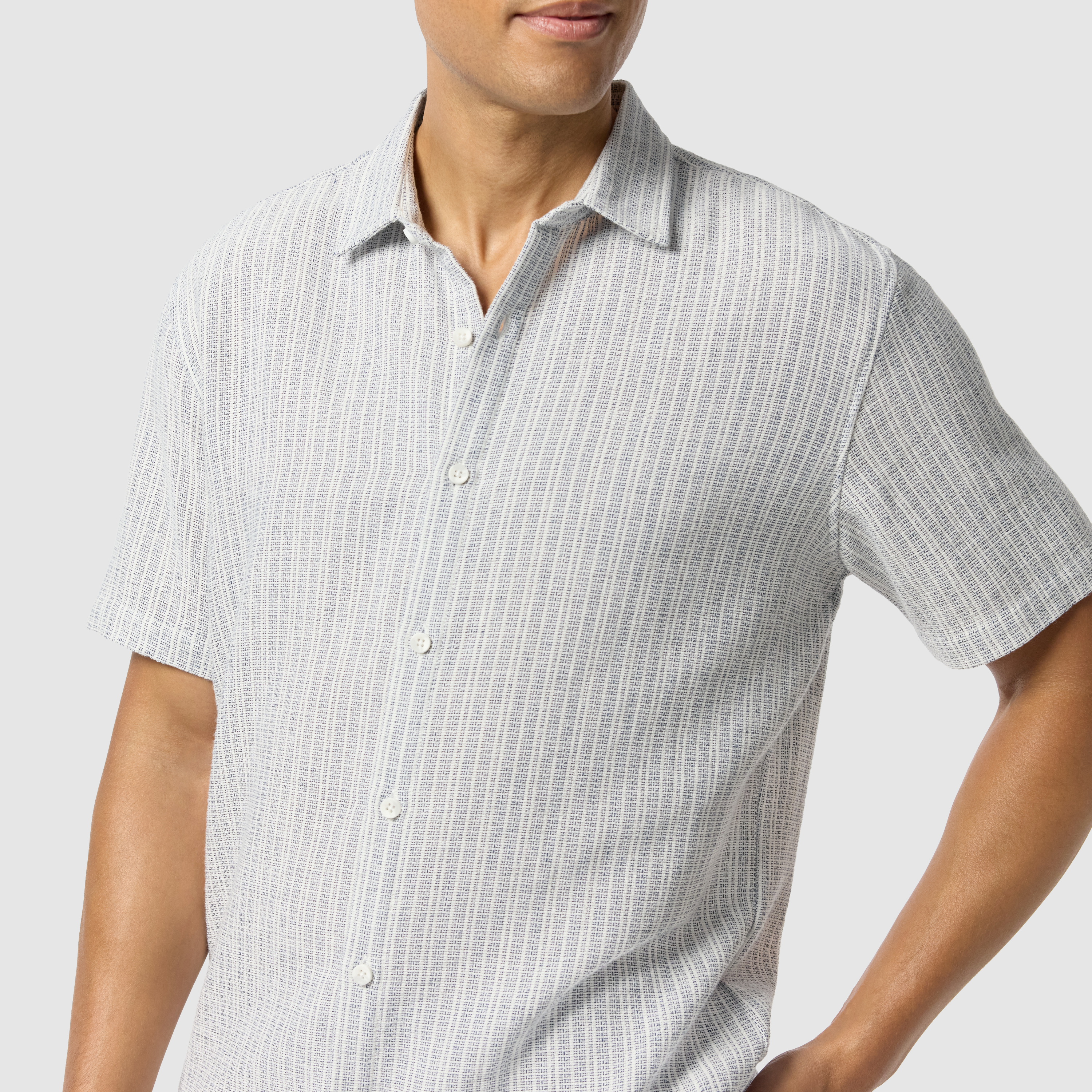 Blue Hoddle Textured Short Sleeve Shirt