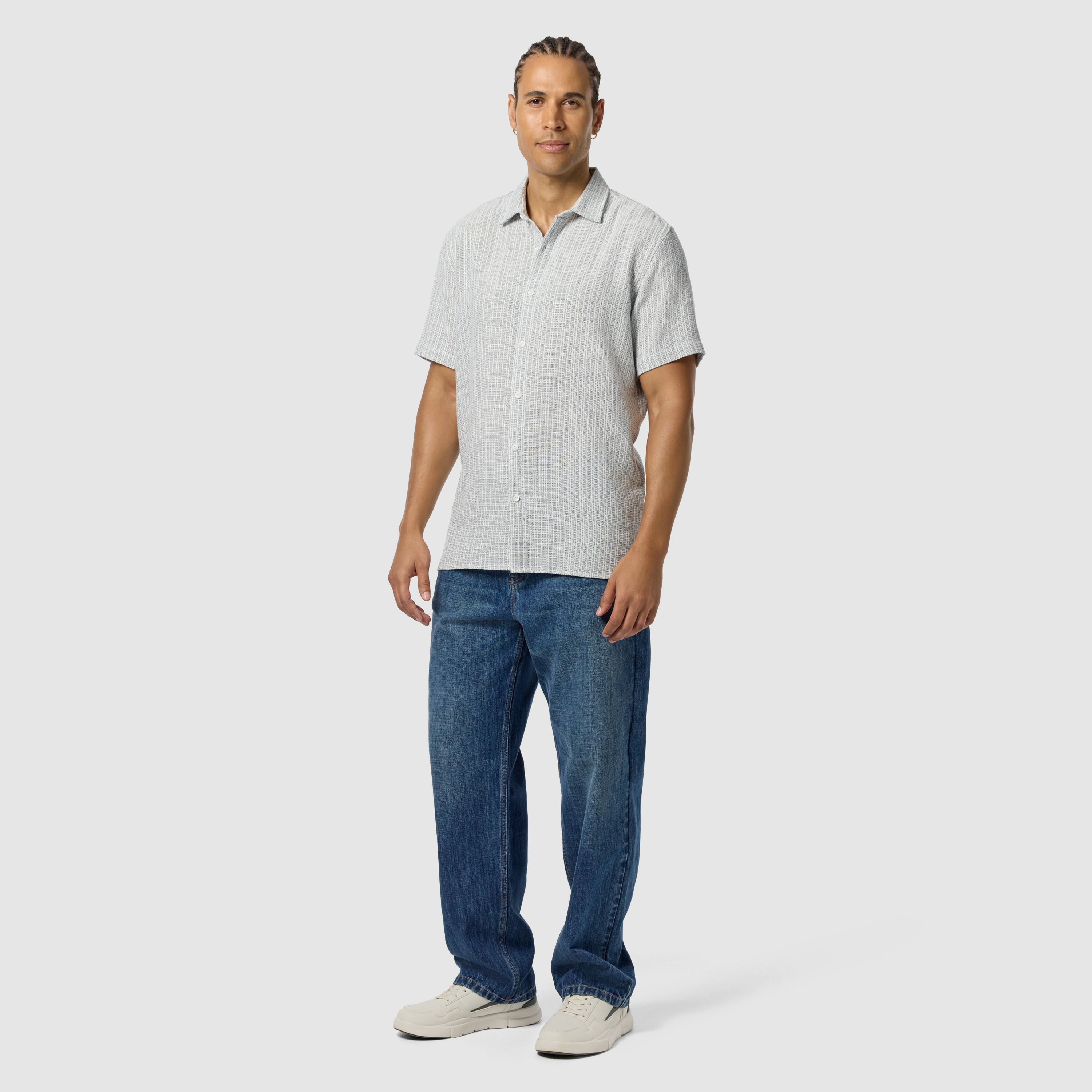 Blue Hoddle Textured Short Sleeve Shirt