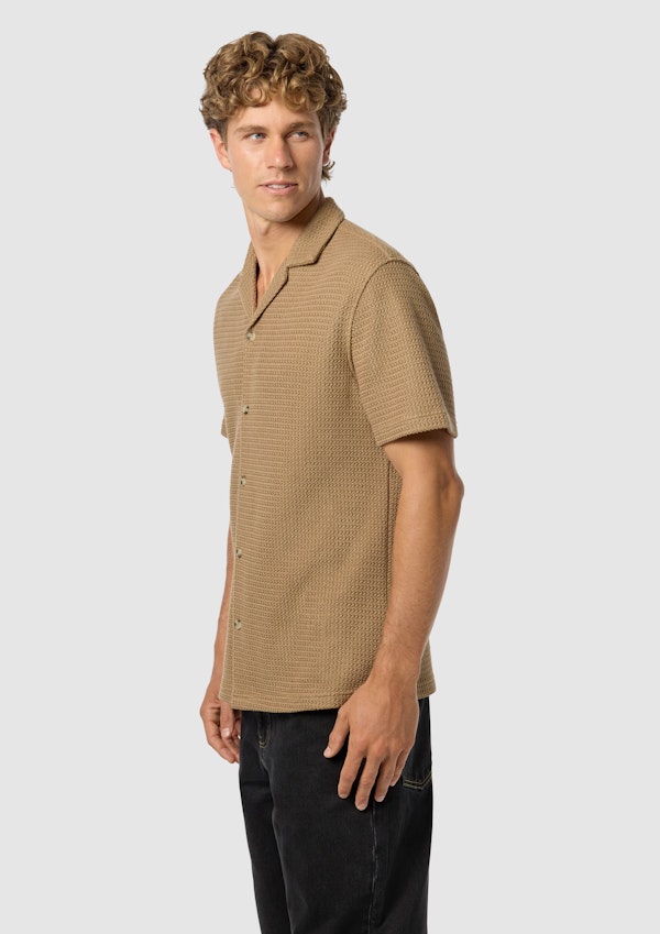 Caramel Punt Textured Short Sleeve Shirt