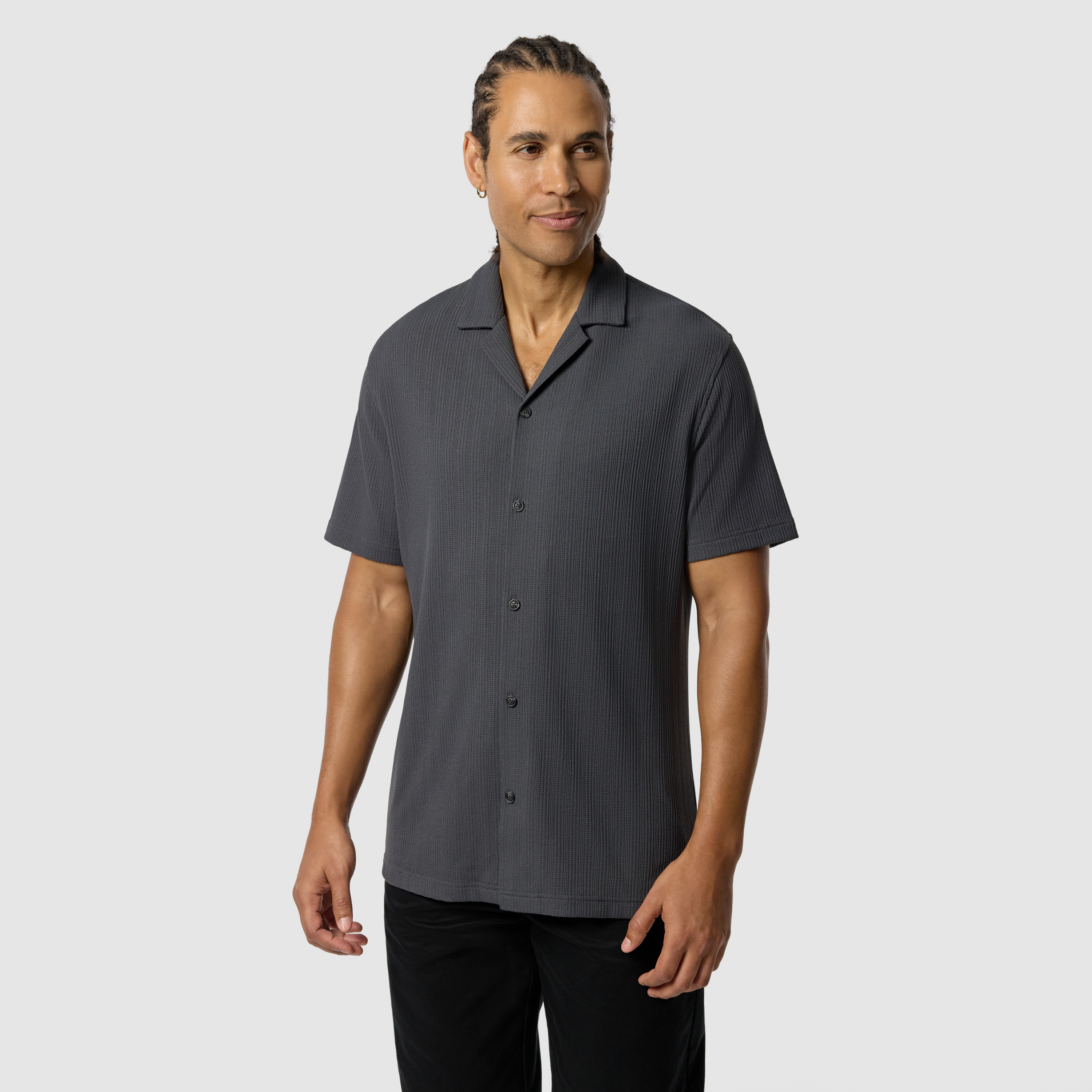 Charcoal Astor Textured Short Sleeve Shirt