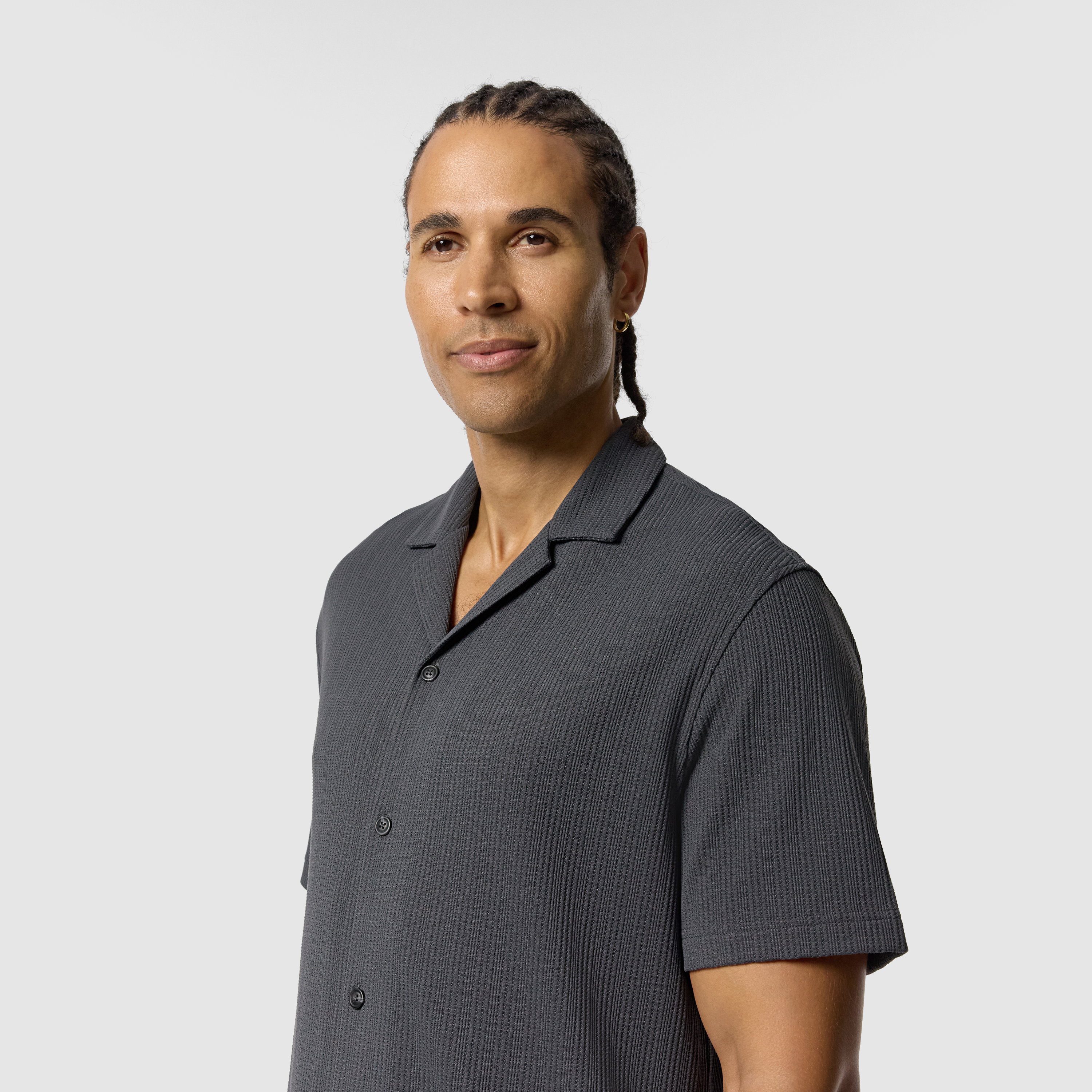 Charcoal Astor Textured Short Sleeve Shirt