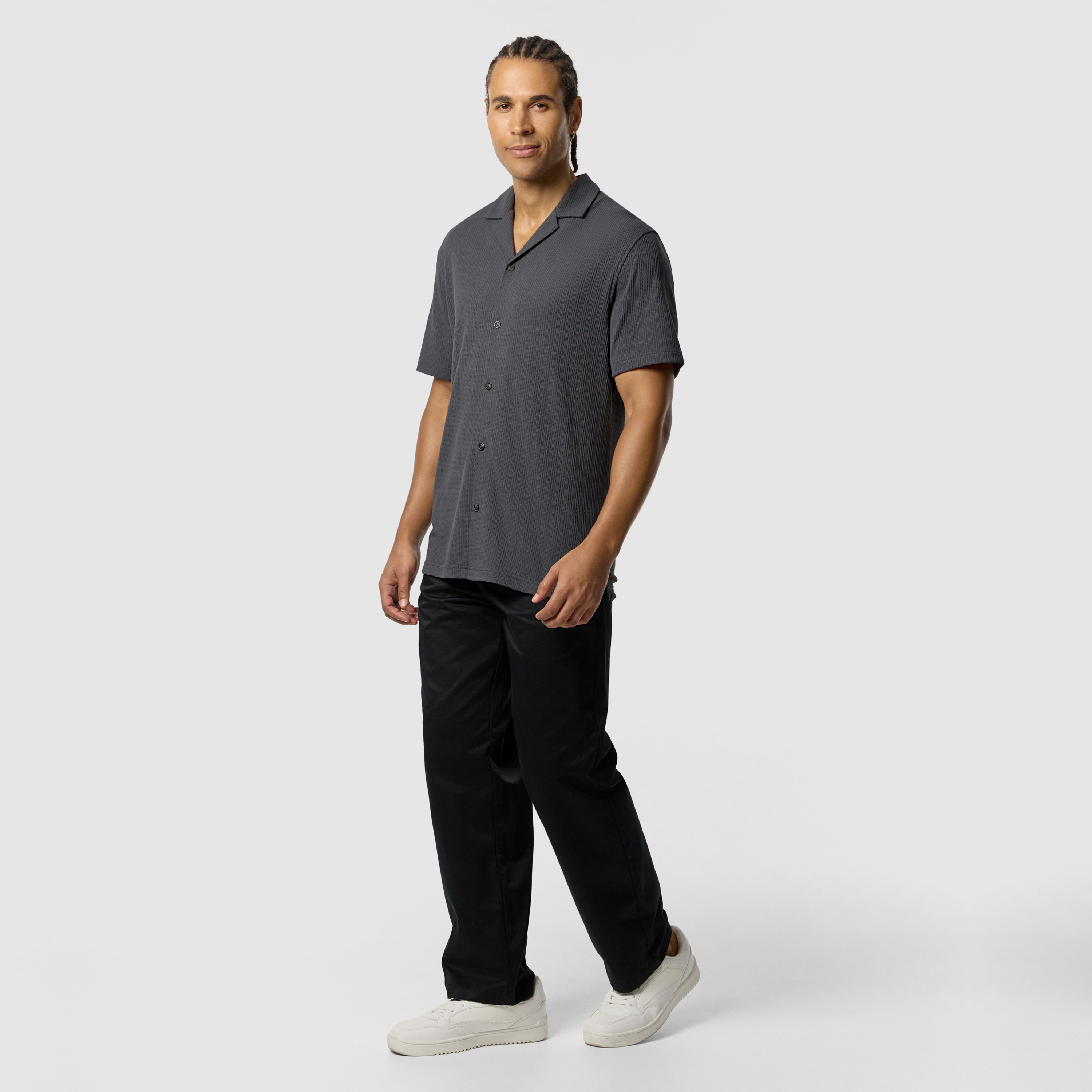 Charcoal Astor Textured Short Sleeve Shirt