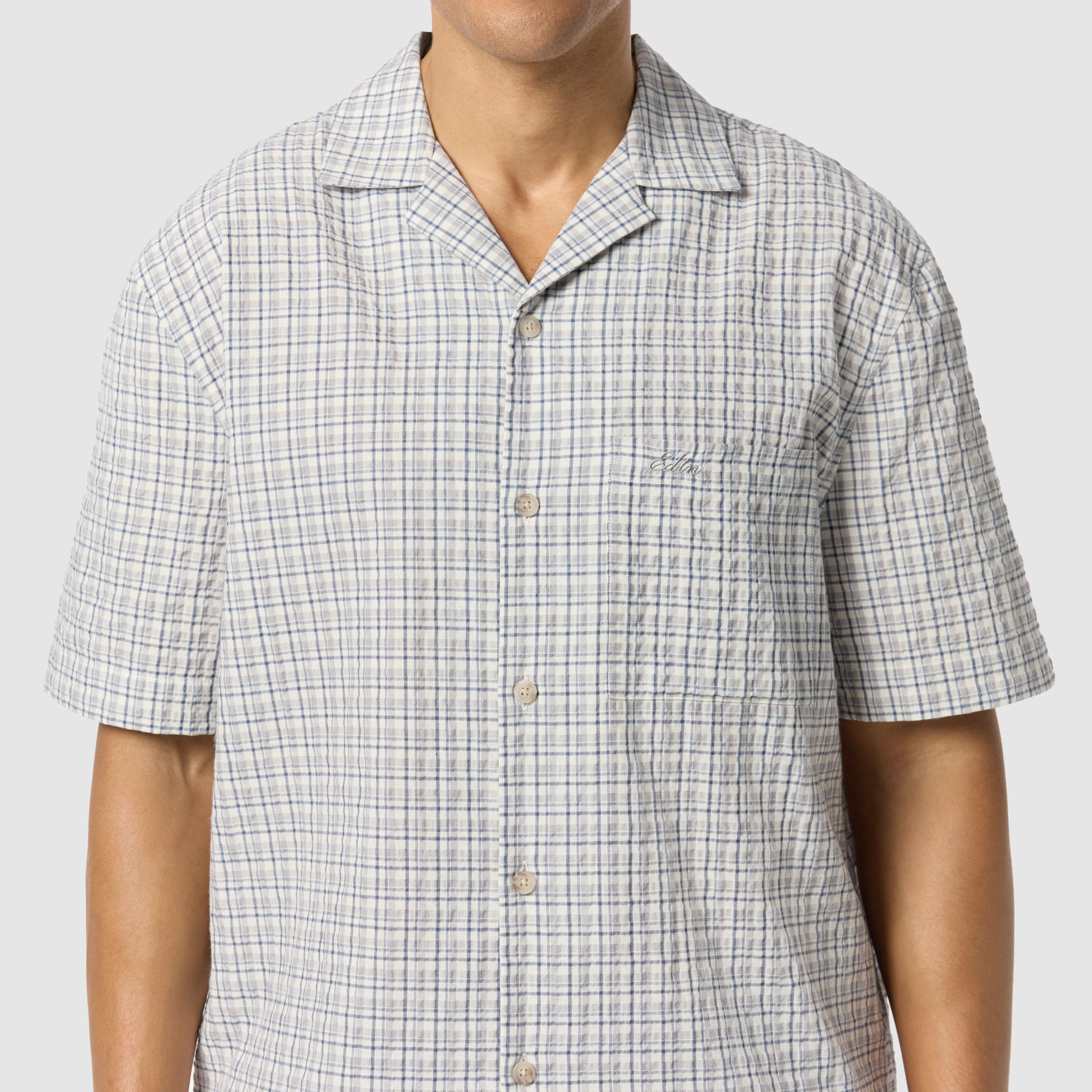 Grey Acland Check Boxy Short Sleeve Shirt
