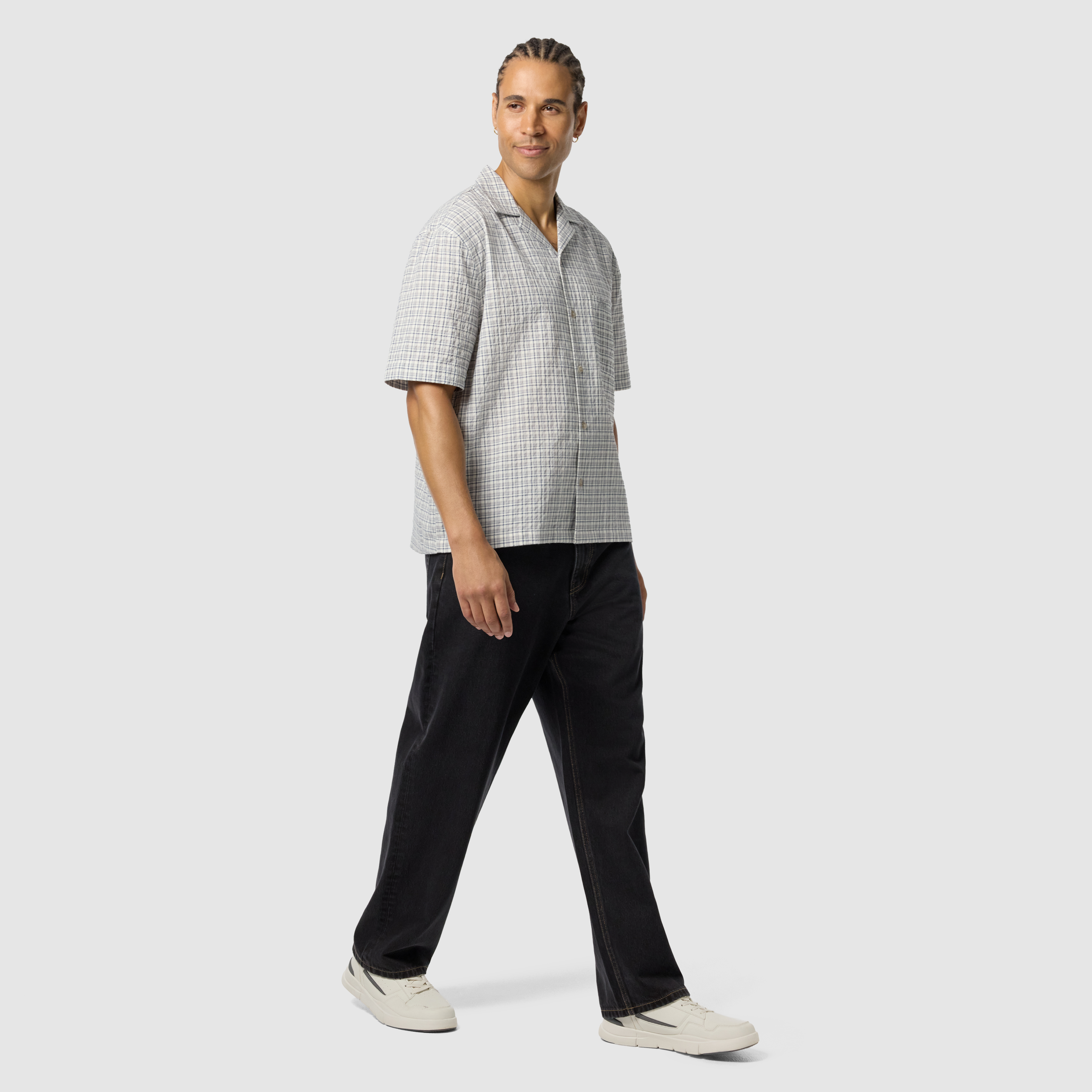 Grey Acland Check Boxy Short Sleeve Shirt