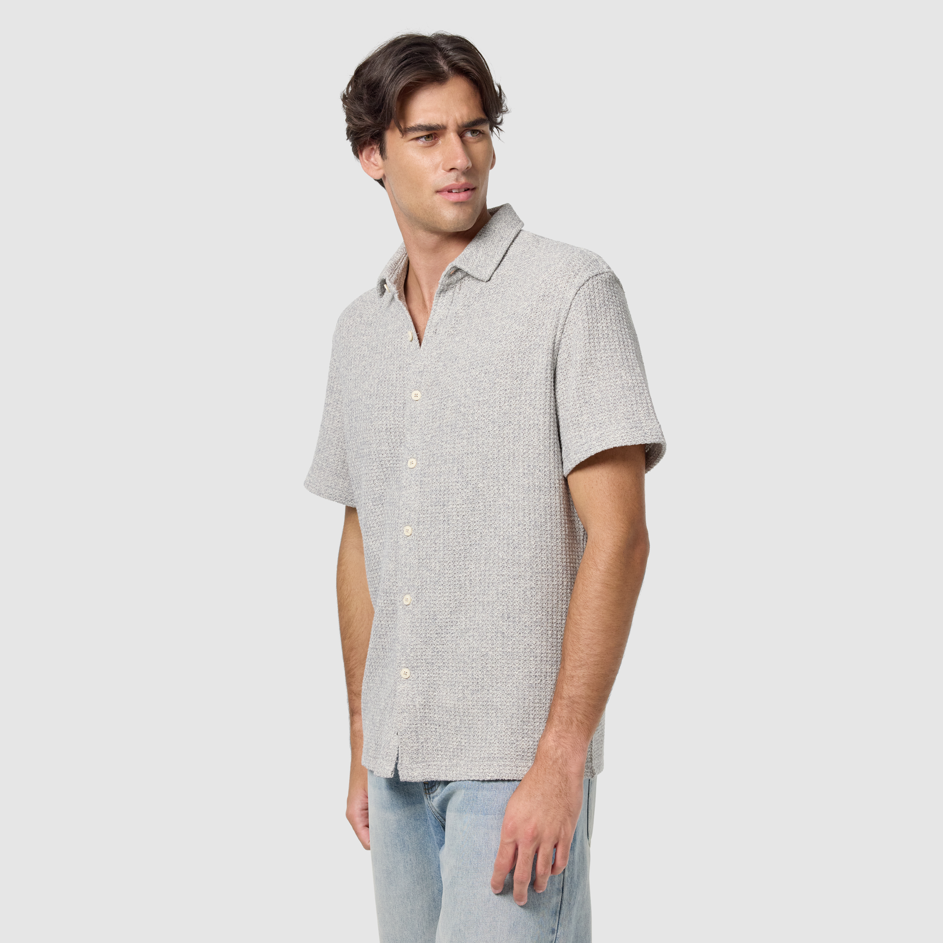 Steel Blue Flinders Textured Sleeve Shirt