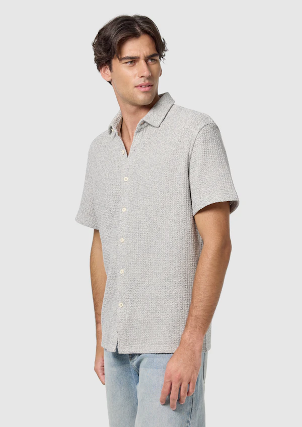 Steel Blue Flinders Textured Sleeve Shirt