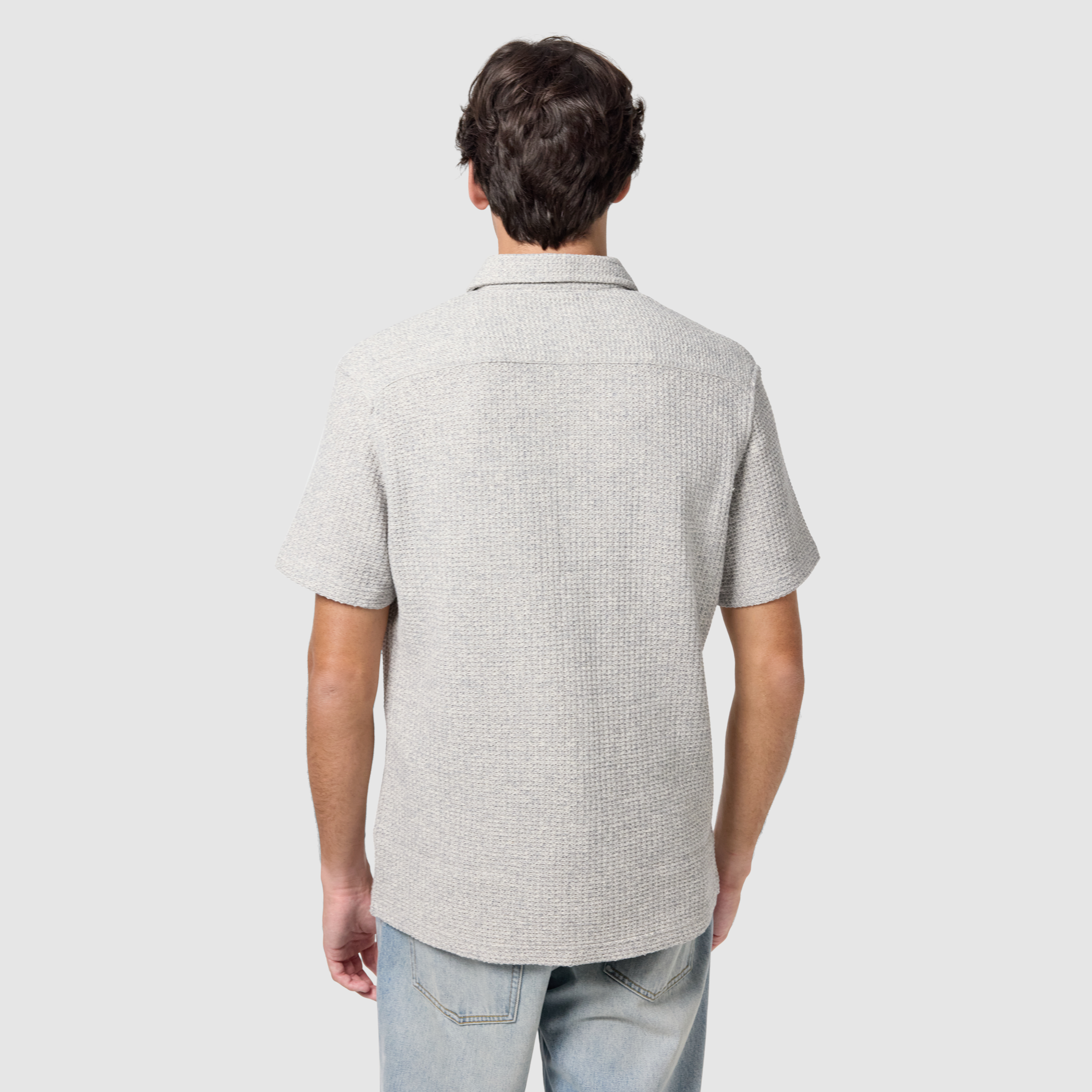 Steel Blue Flinders Textured Sleeve Shirt