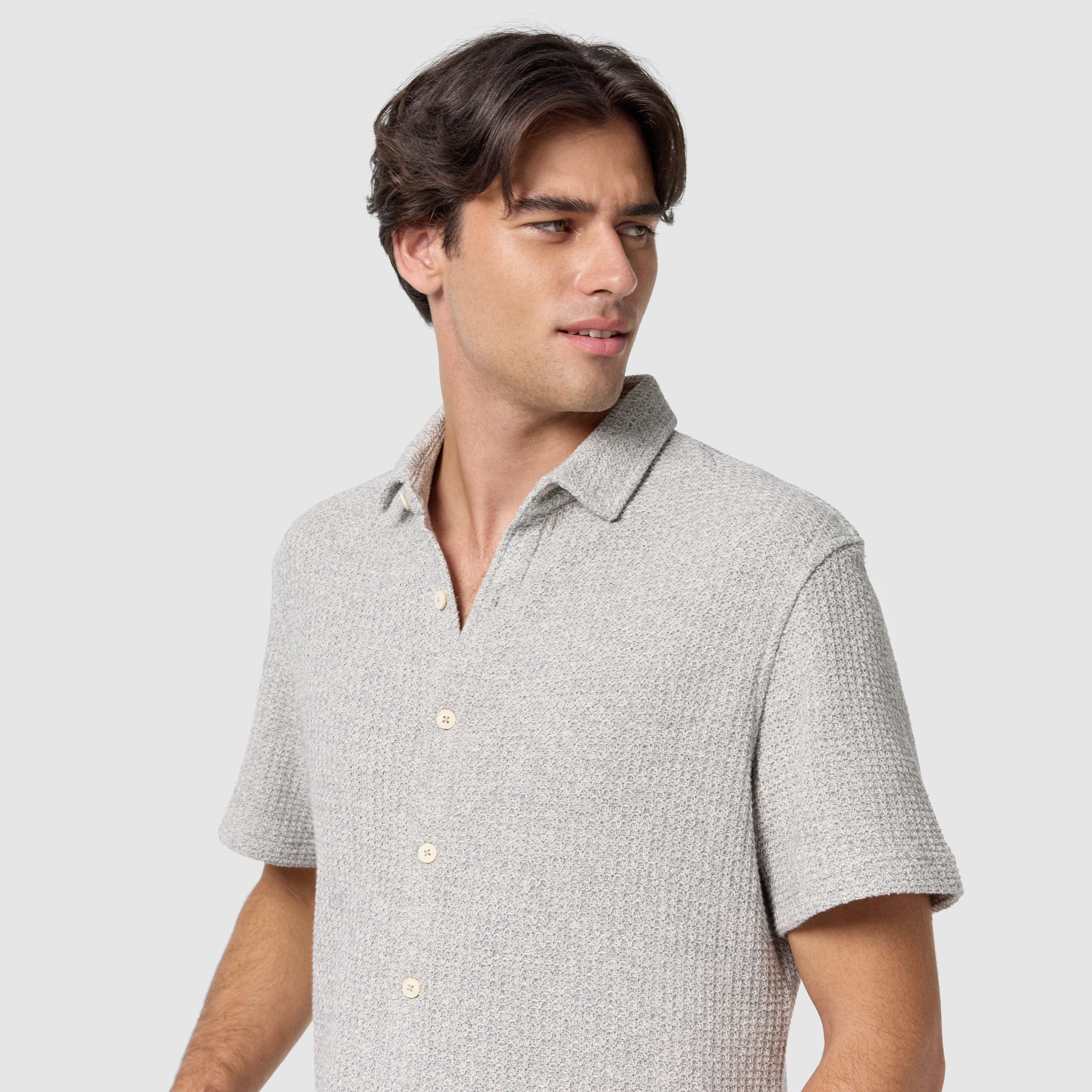 Steel Blue Flinders Textured Sleeve Shirt