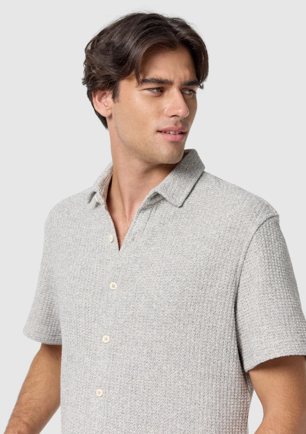 Steel Blue Flinders Textured Sleeve Shirt