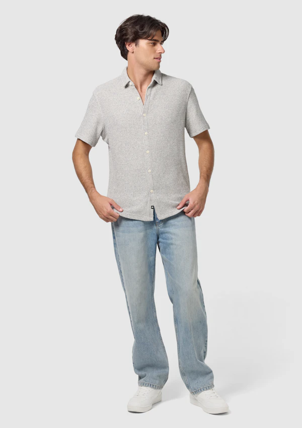 Steel Blue Flinders Textured Sleeve Shirt