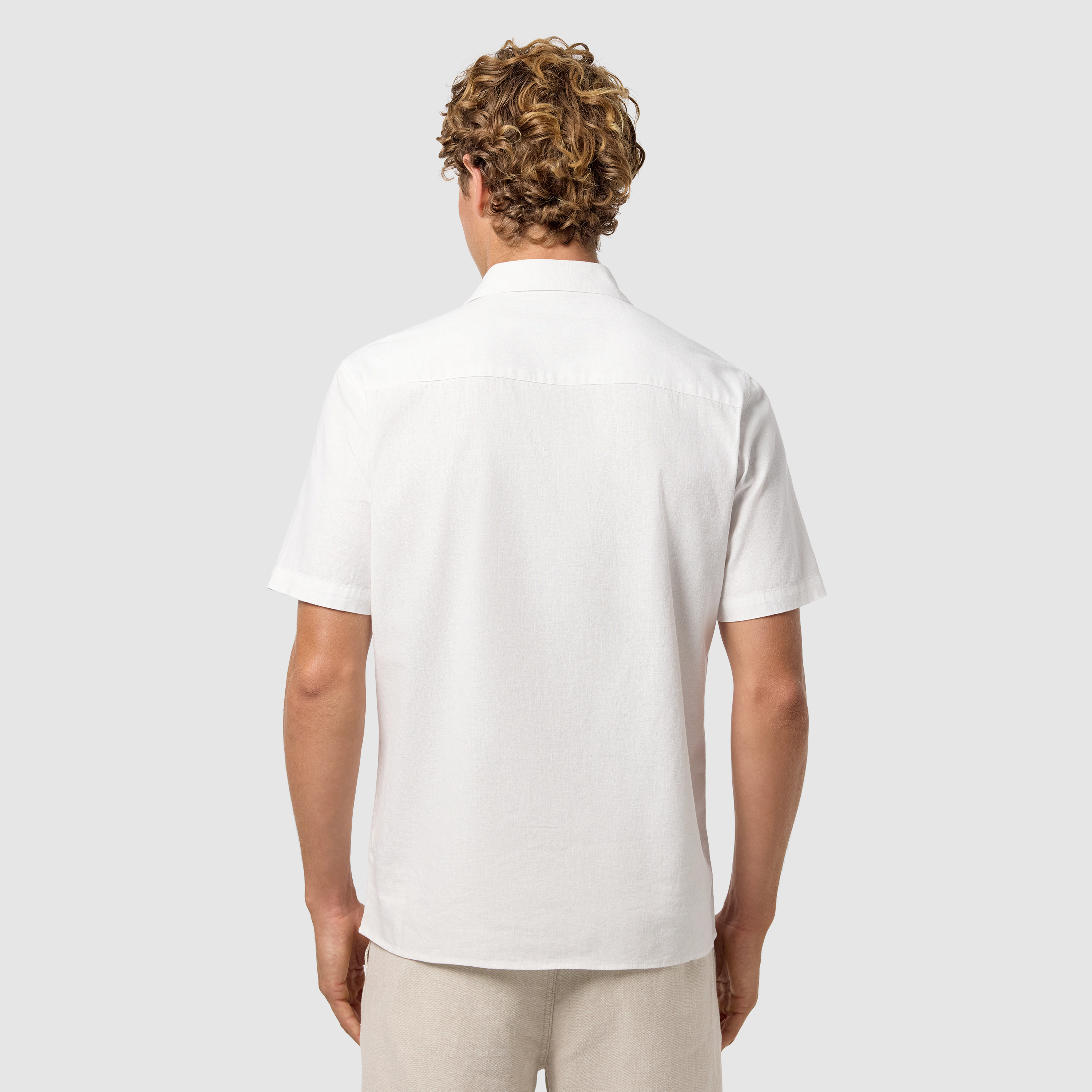 White Madison Cotton Linen Short Sleeve Shirt