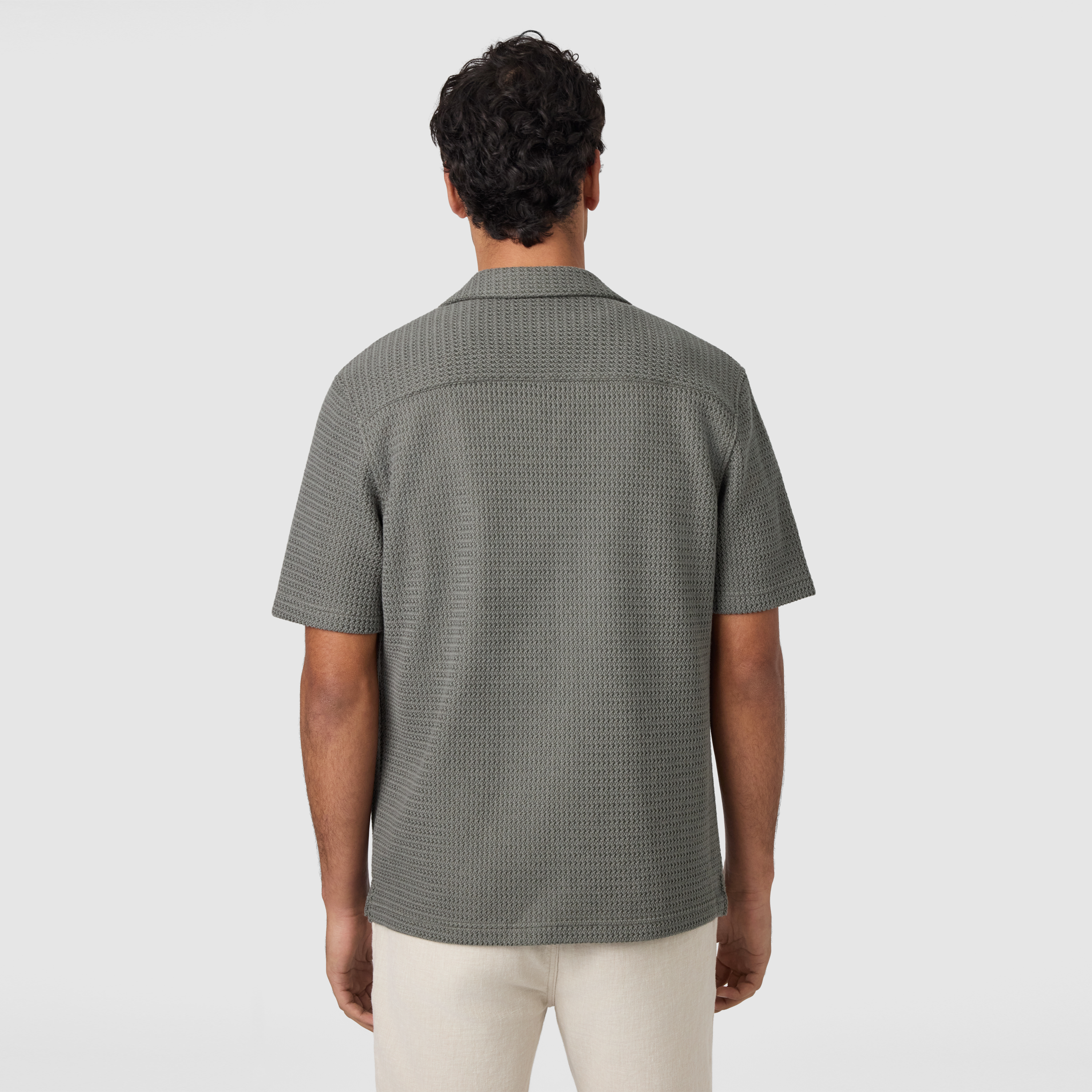 Military Green Ashford Textured Short Sleeve Shirt