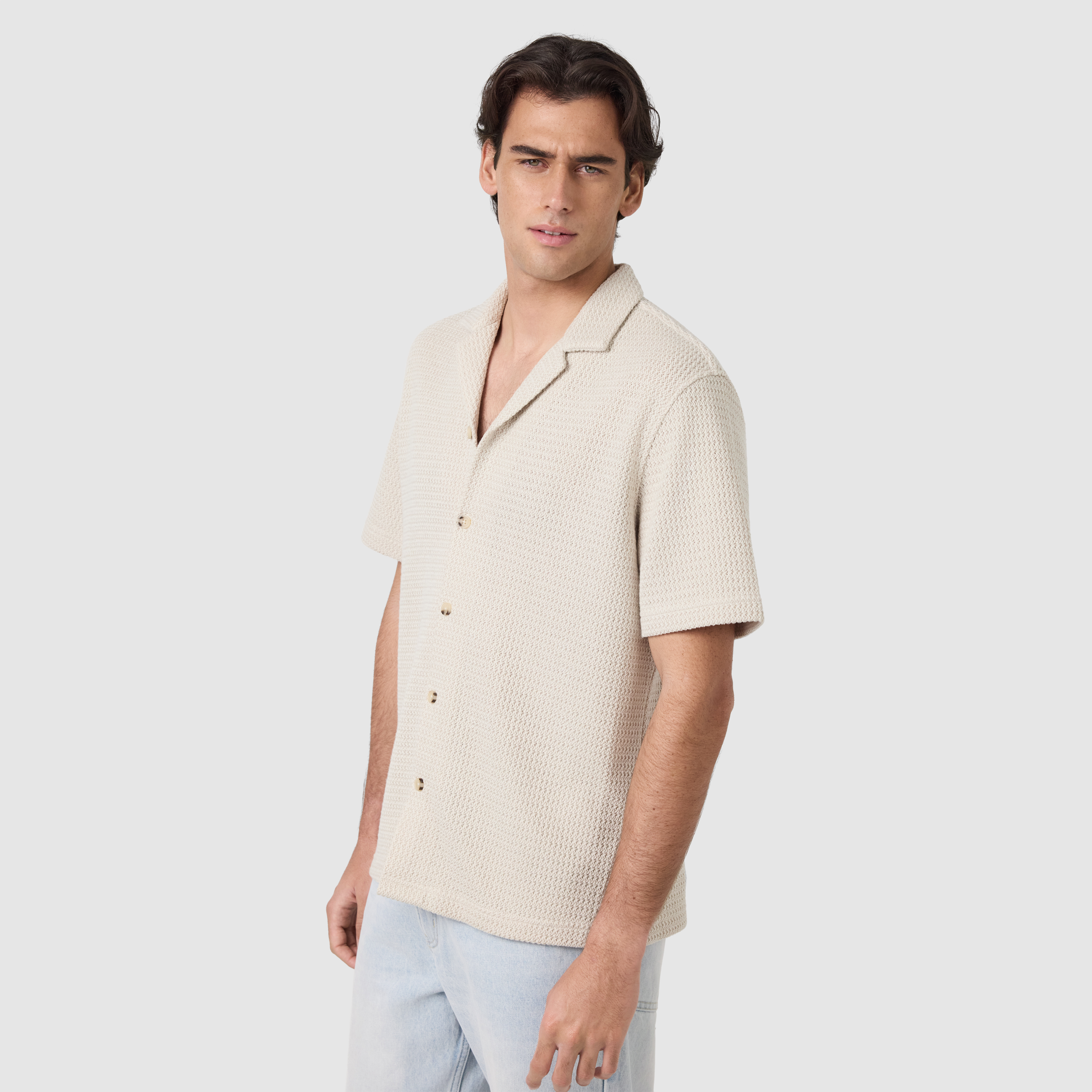 Sand Ashford Textured Short Sleeve Shirt