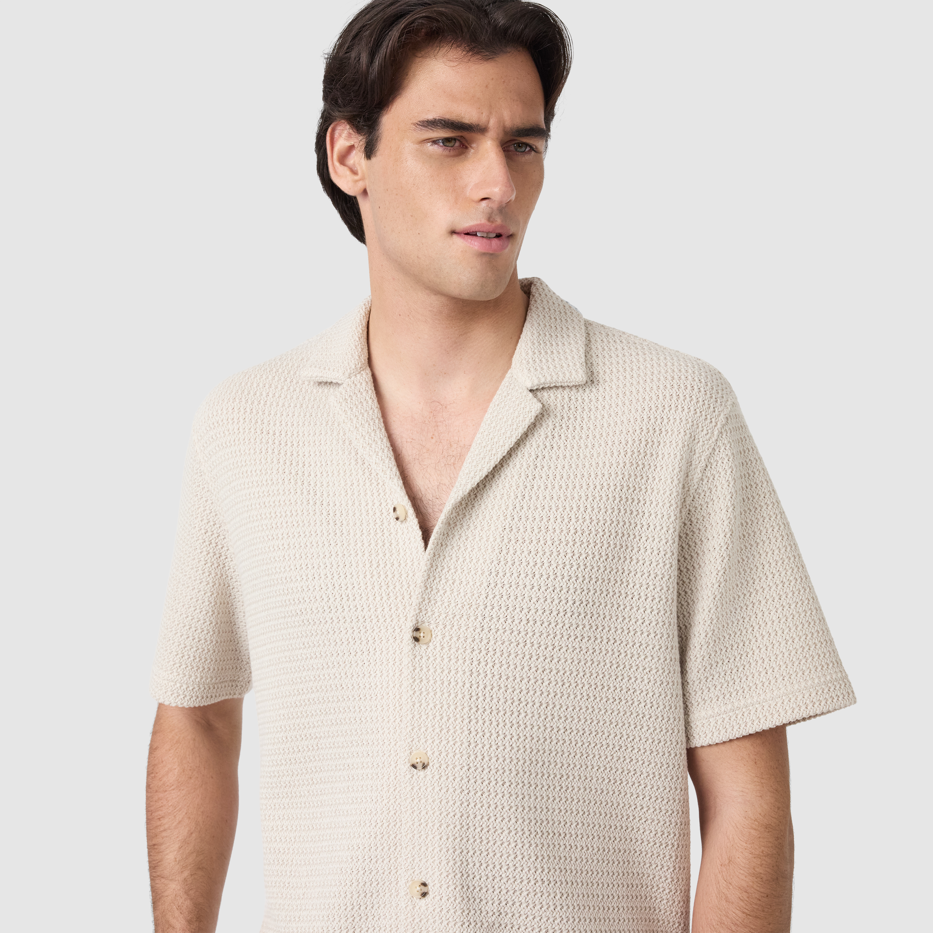 Sand Ashford Textured Short Sleeve Shirt