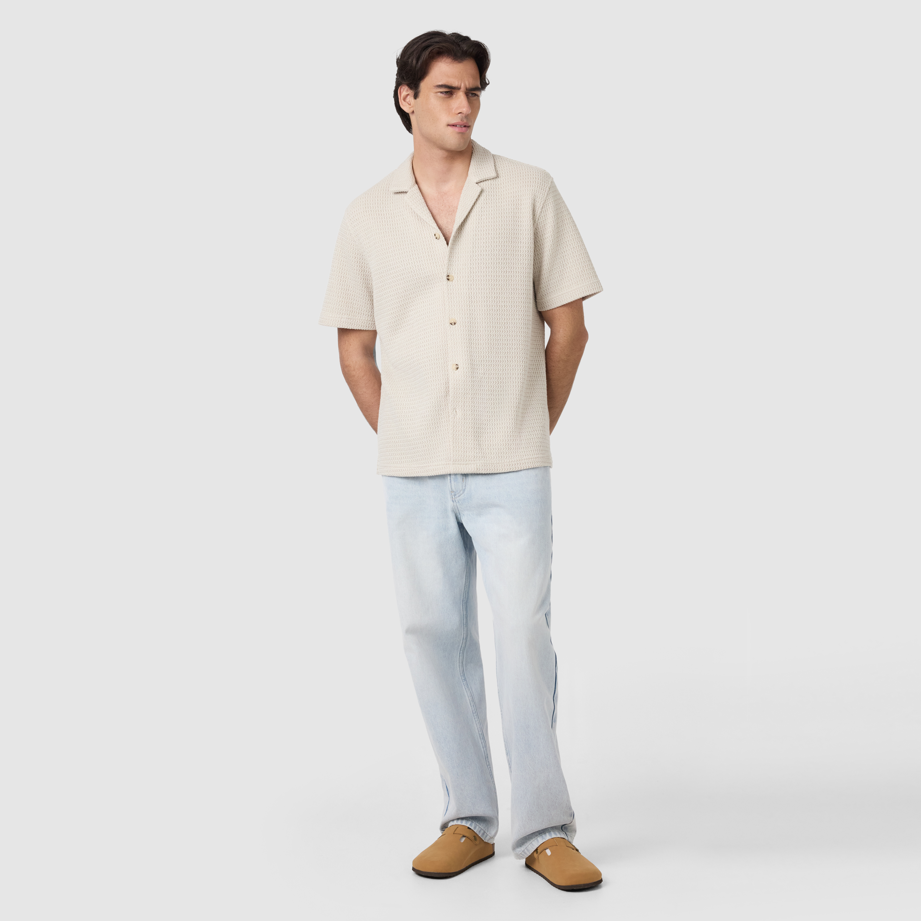 Sand Ashford Textured Short Sleeve Shirt