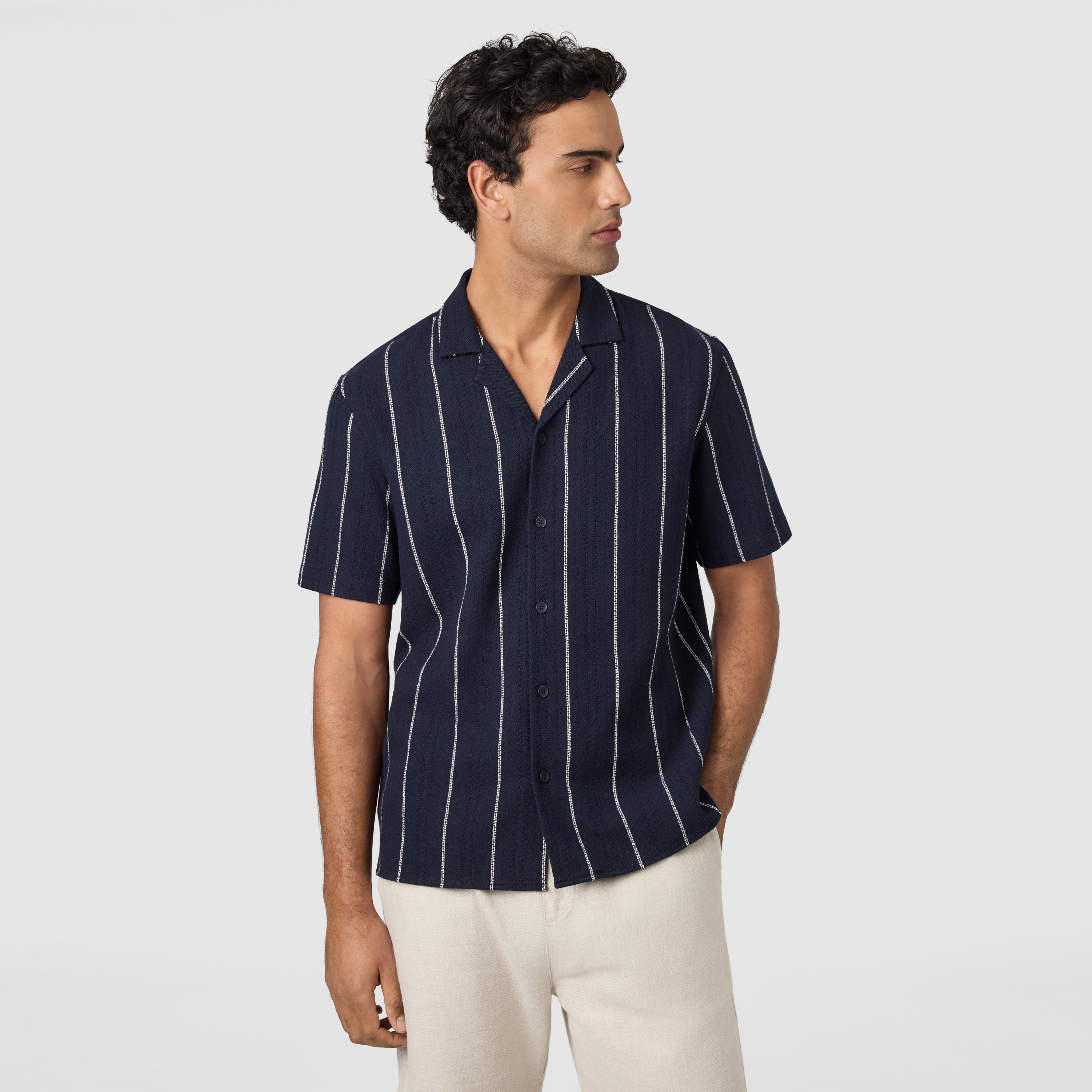 Henty Textured Stripe Short Sleeve Shirt