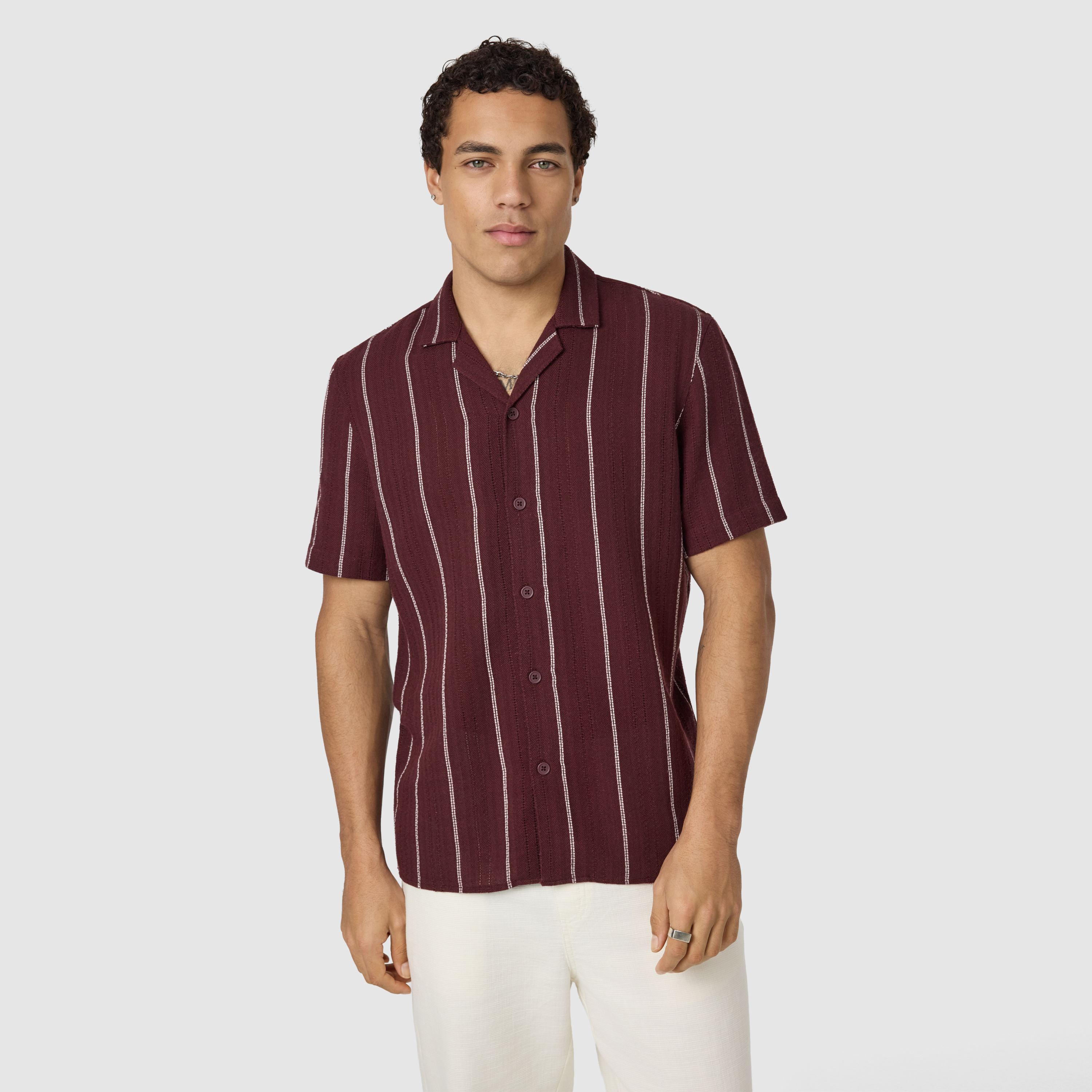 Henty Textured Stripe Short Sleeve Shirt