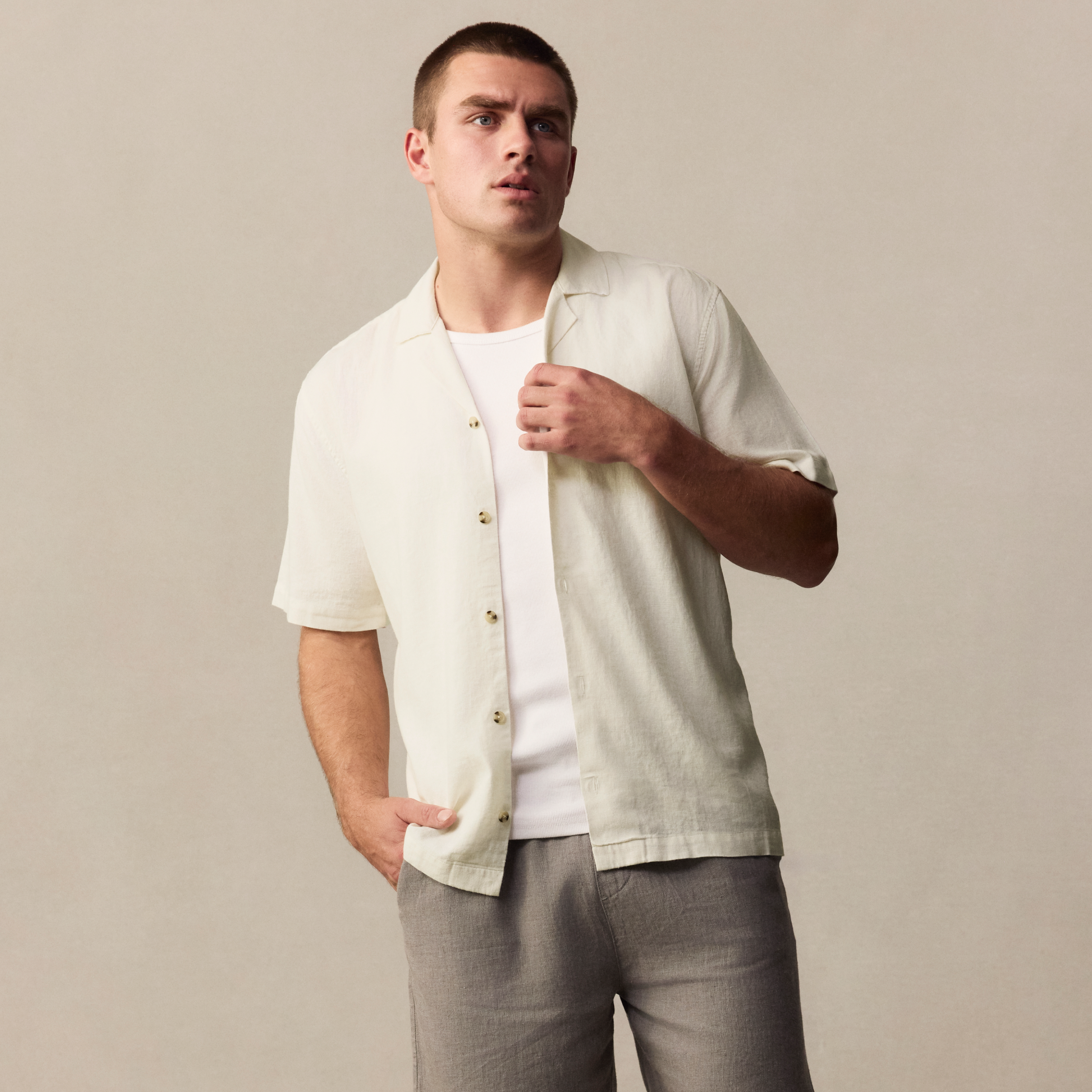 Sand Harbour Linen Blend Short Sleeve Shirt