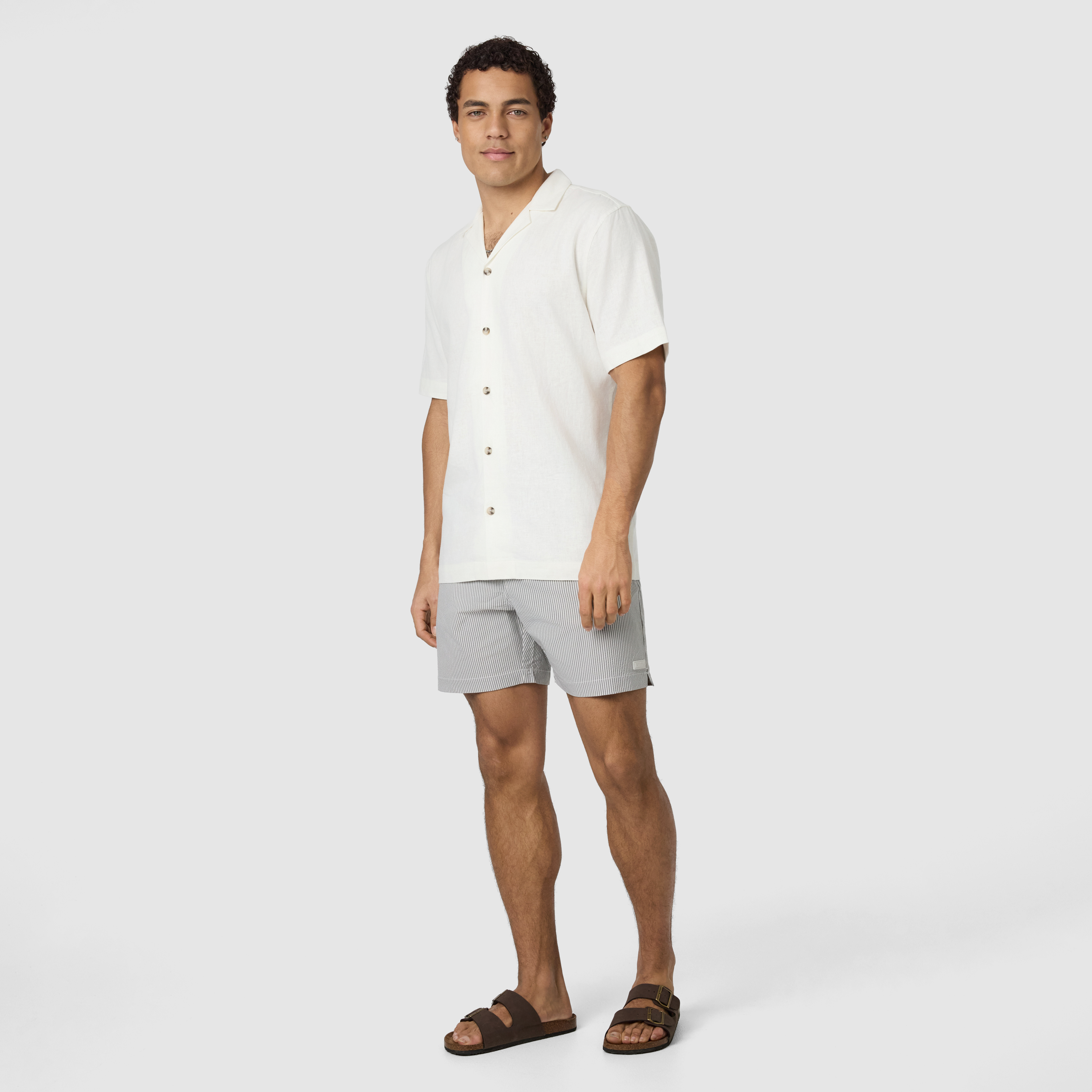 White Harbour Linen Blend Short Sleeve Shirt
