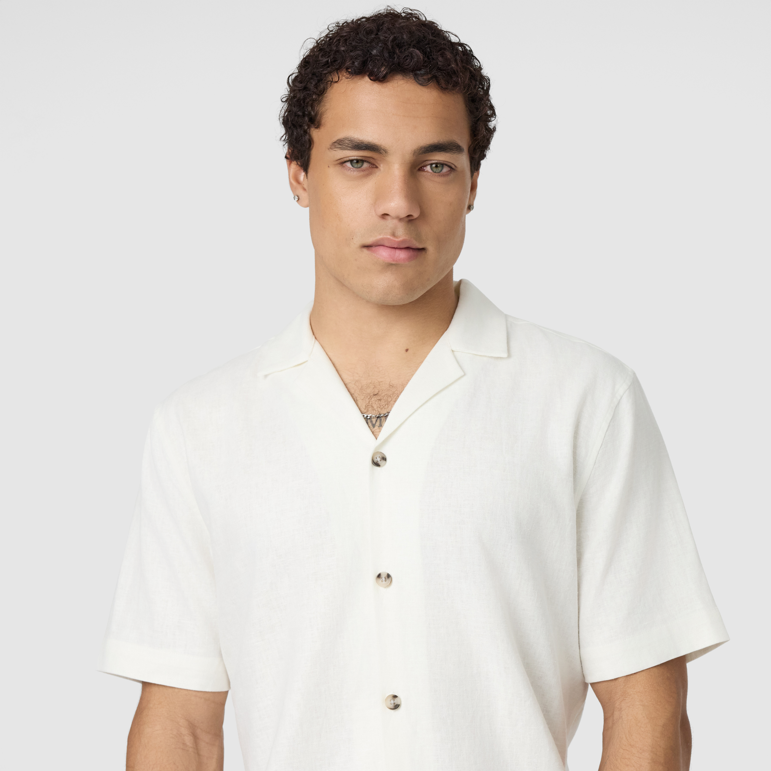 White Harbour Linen Blend Short Sleeve Shirt